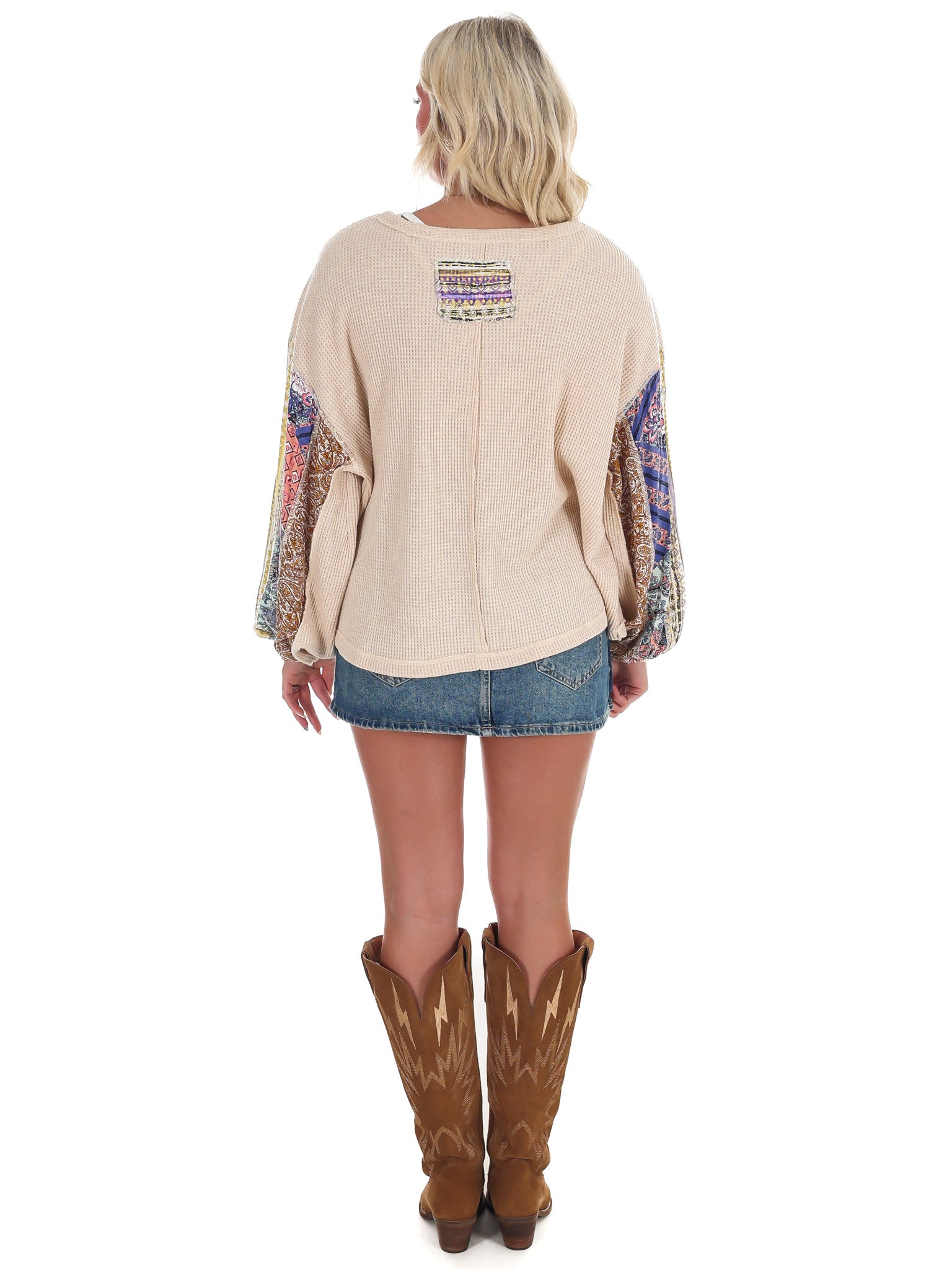 Mix Print Washed Thermal Top