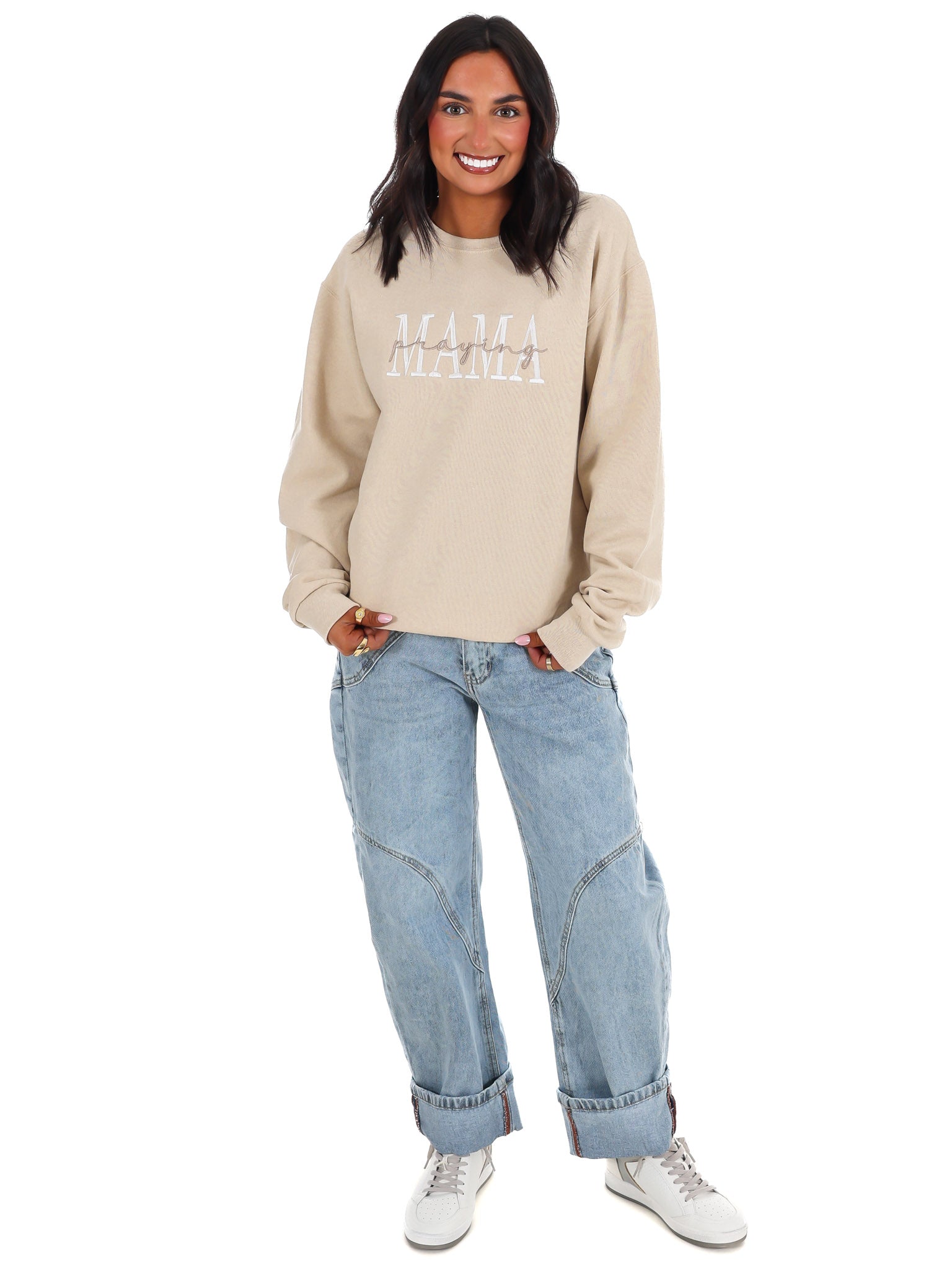 Praying Mama Embroidered Sweatshirt