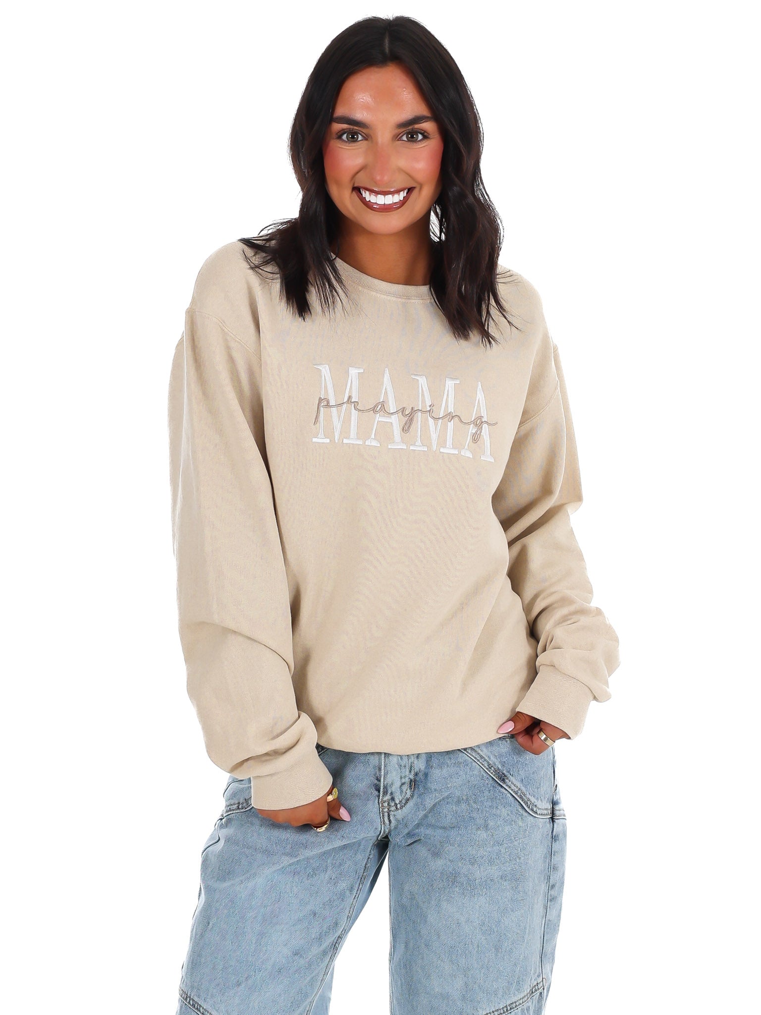 Praying Mama Embroidered Sweatshirt