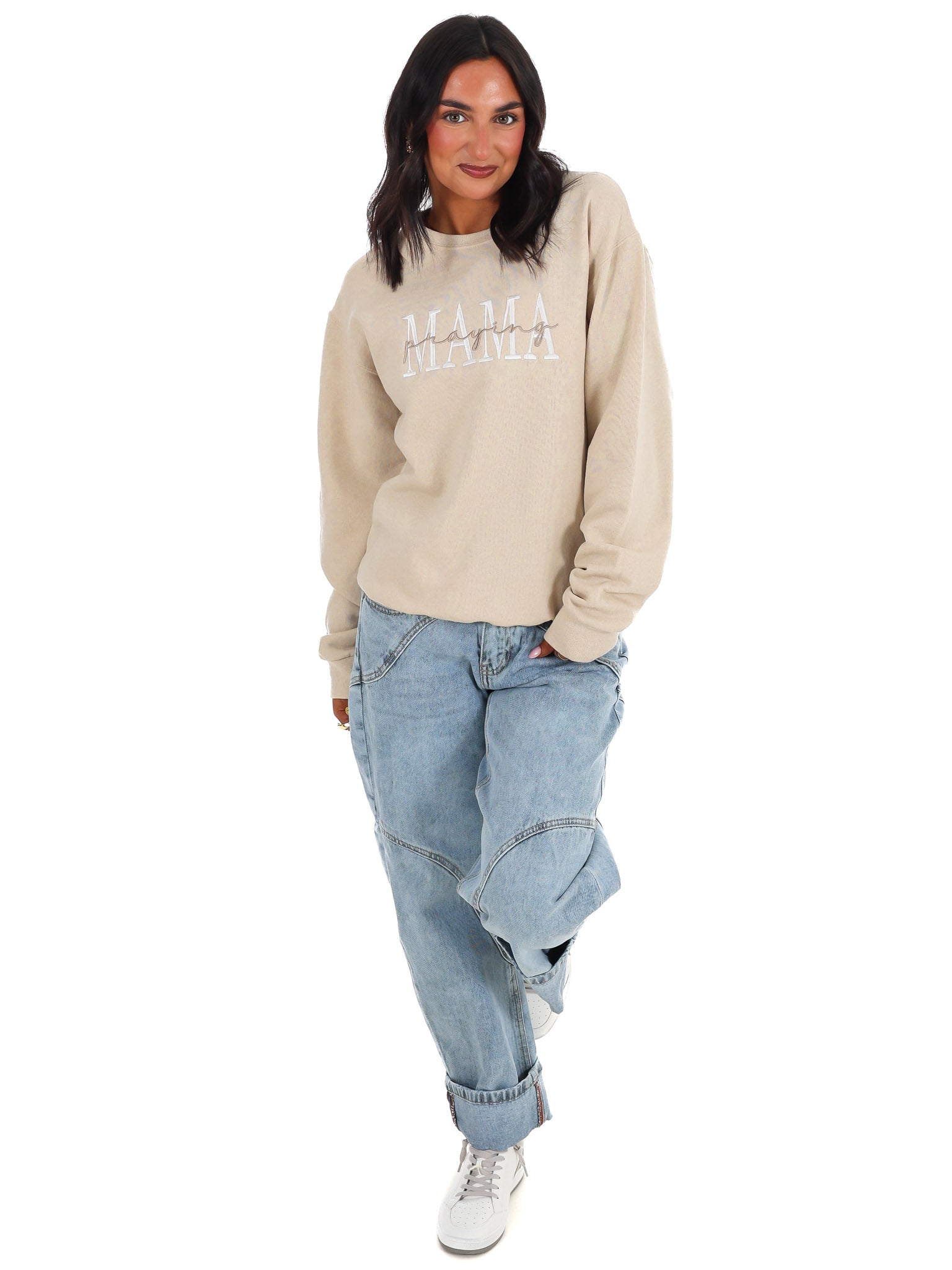 Praying Mama Embroidered Sweatshirt