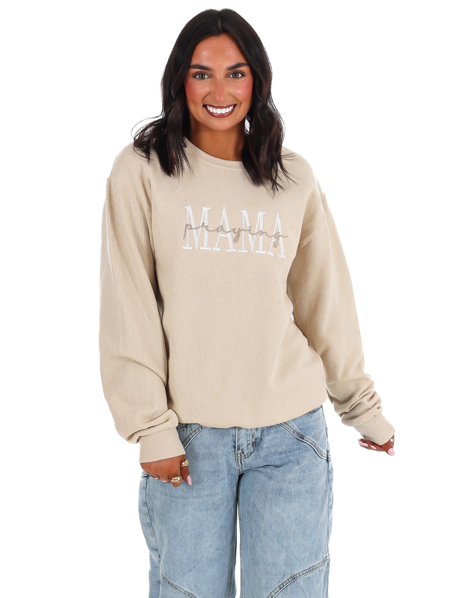 Praying Mama Embroidered Sweatshirt