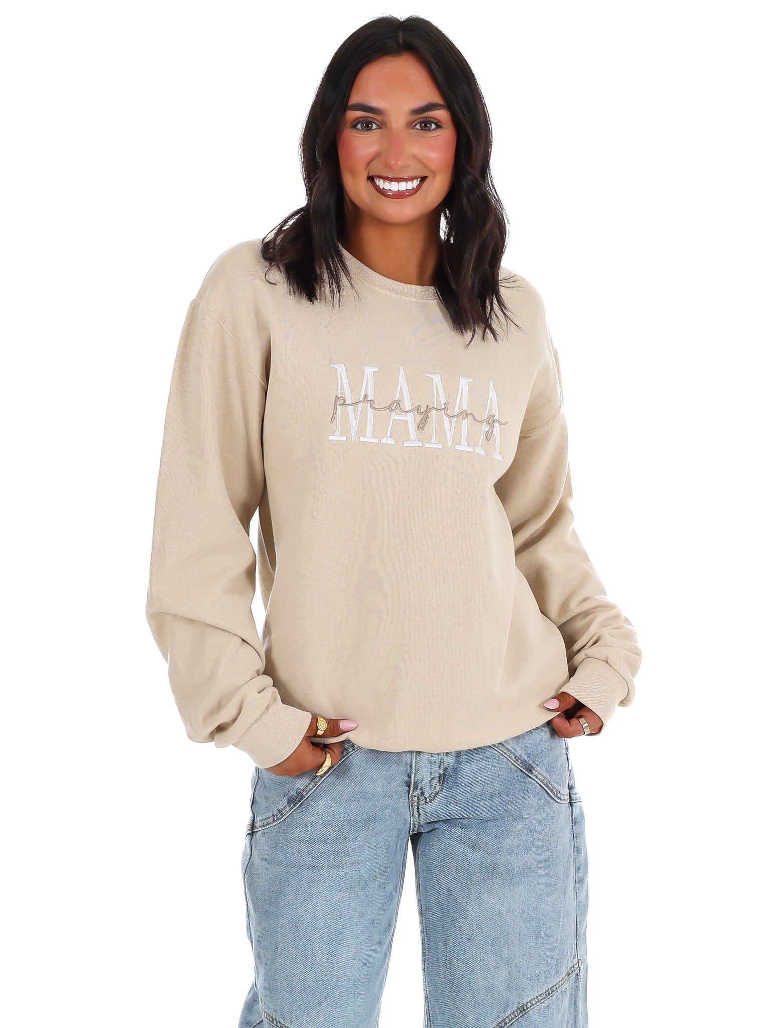 Praying Mama Embroidered Sweatshirt