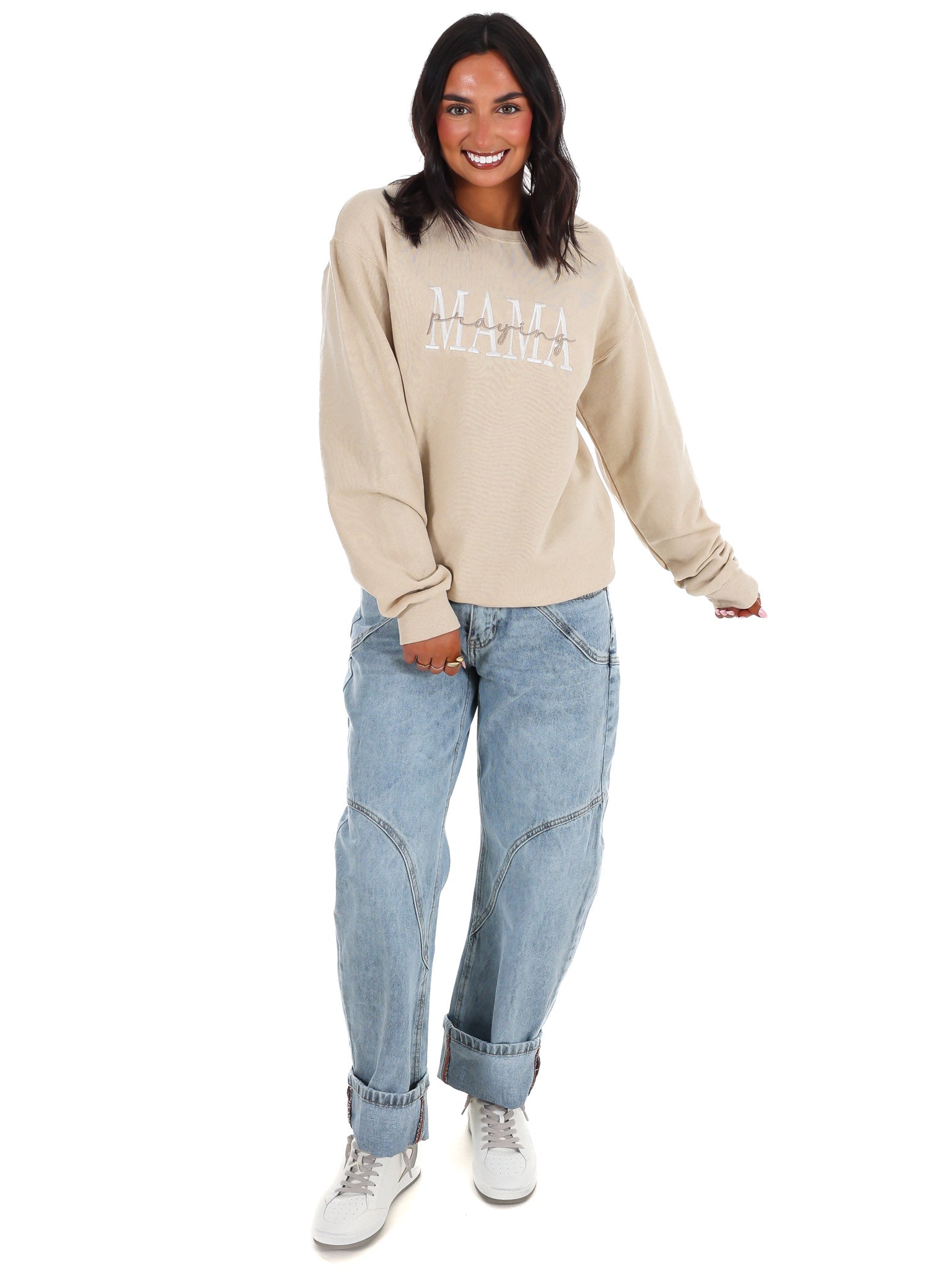 Praying Mama Embroidered Sweatshirt