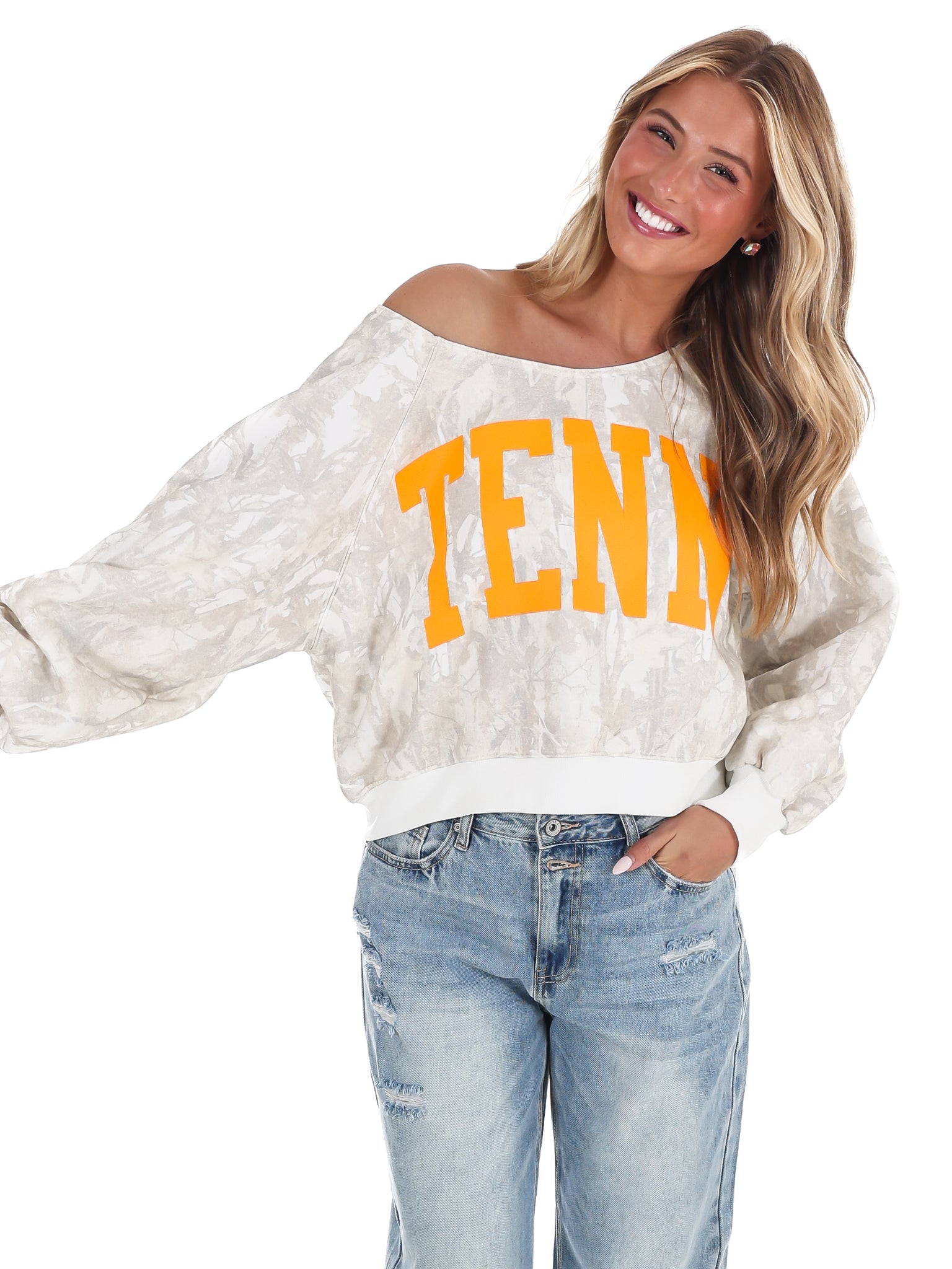 TENN One Shoulder Camo Sweatshirt