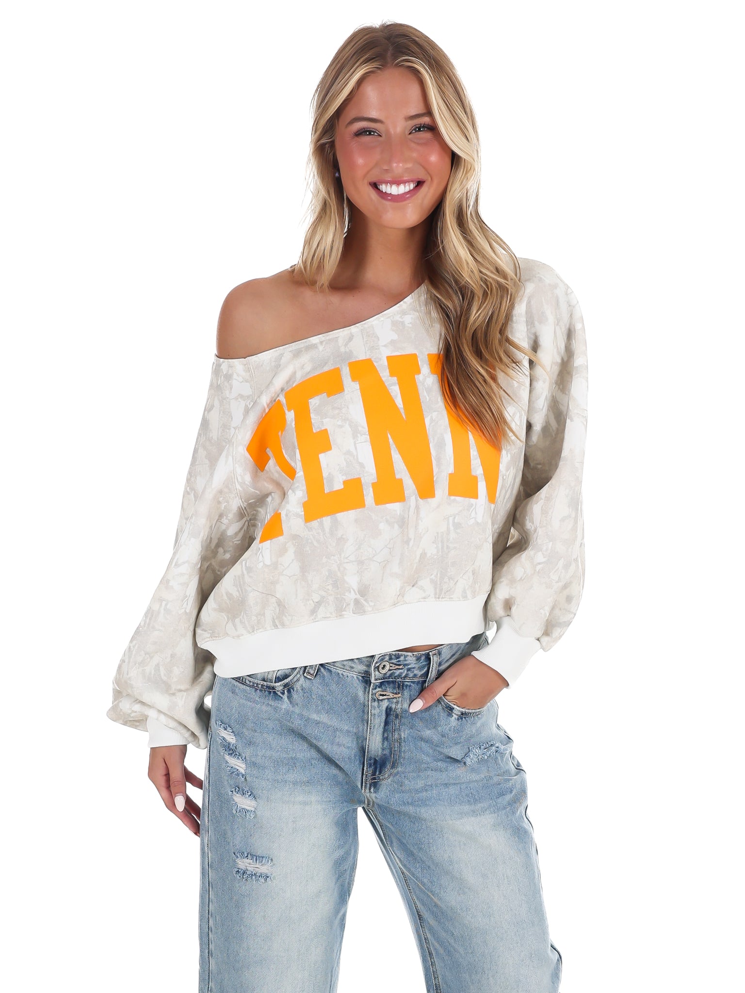 TENN One Shoulder Camo Sweatshirt