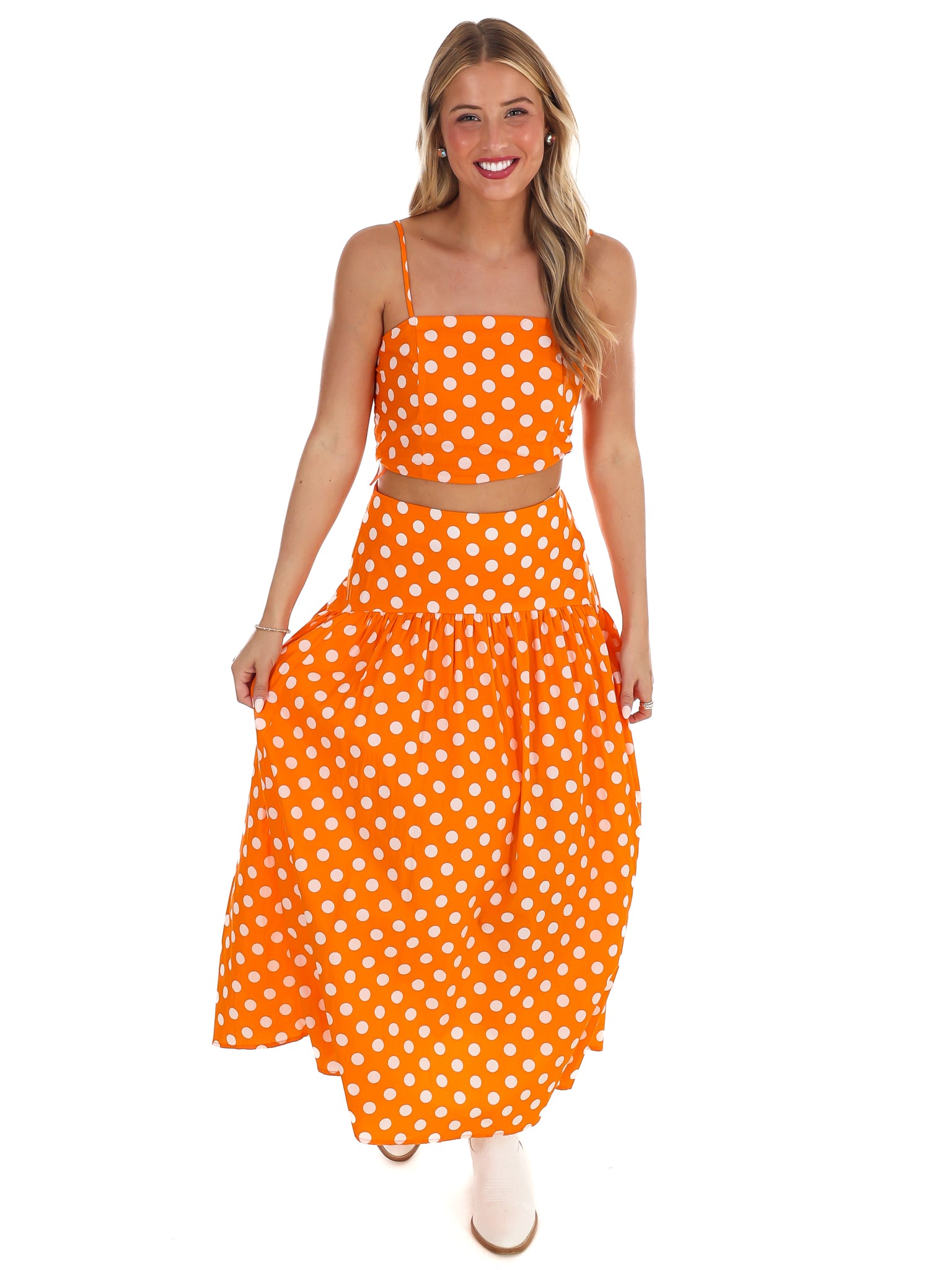 Spotted in the Crowd Polka Dot Maxi Skirt Set