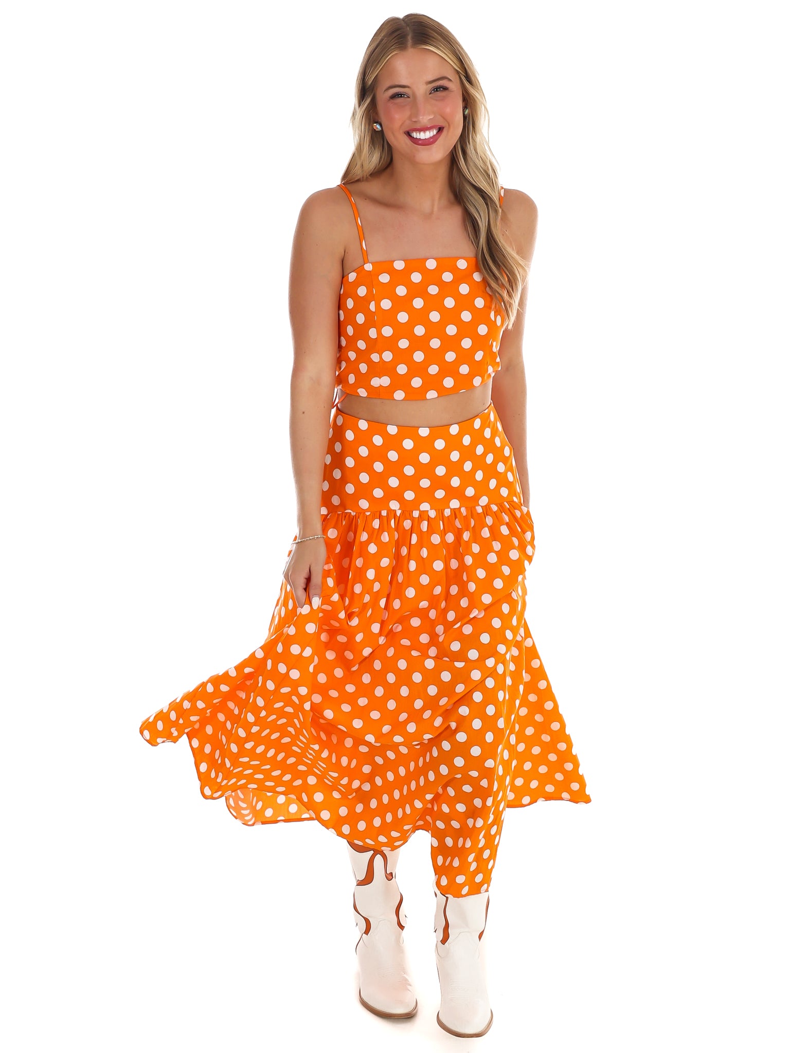 Spotted in the Crowd Polka Dot Maxi Skirt Set