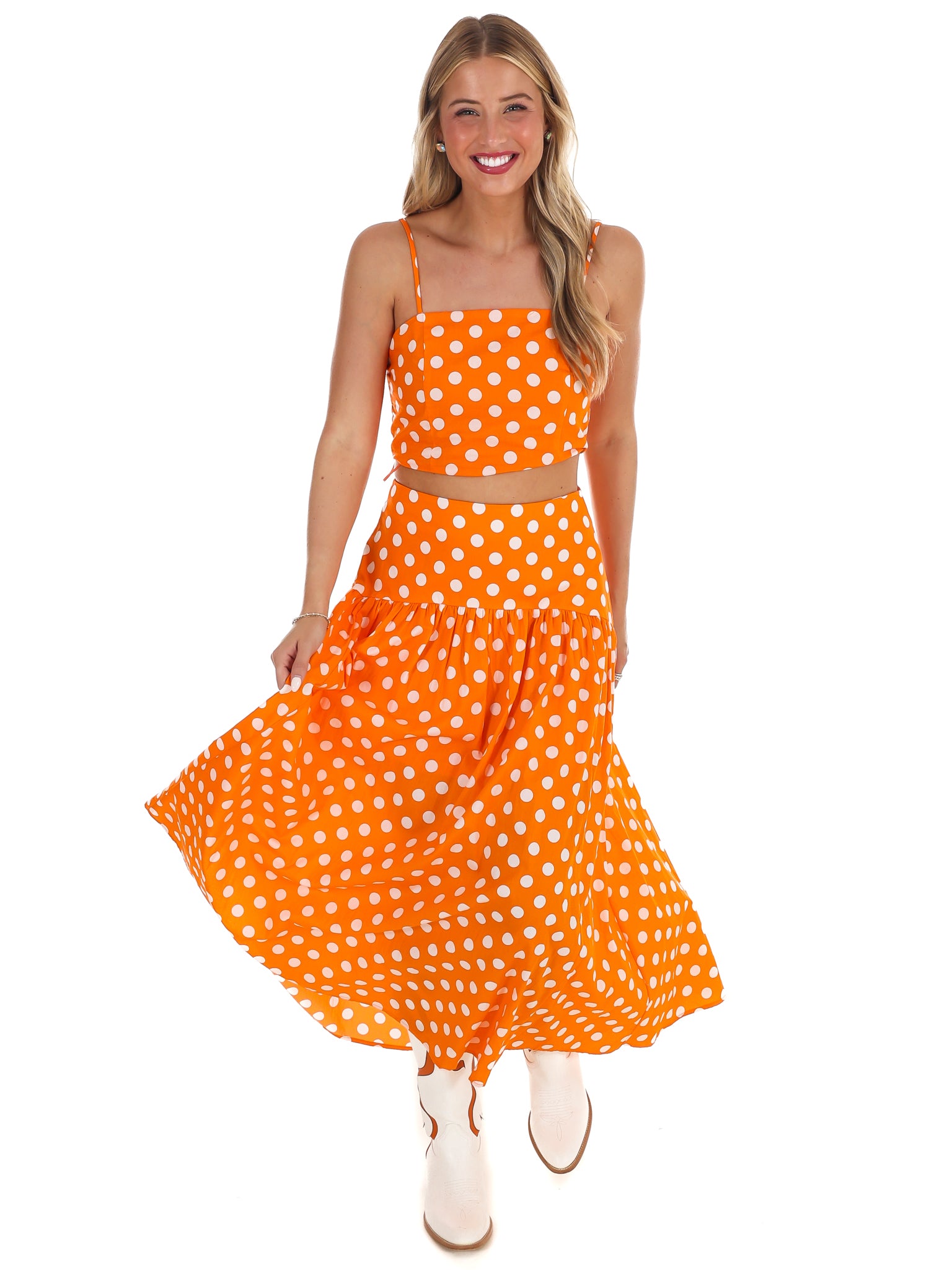 Spotted in the Crowd Polka Dot Maxi Skirt Set