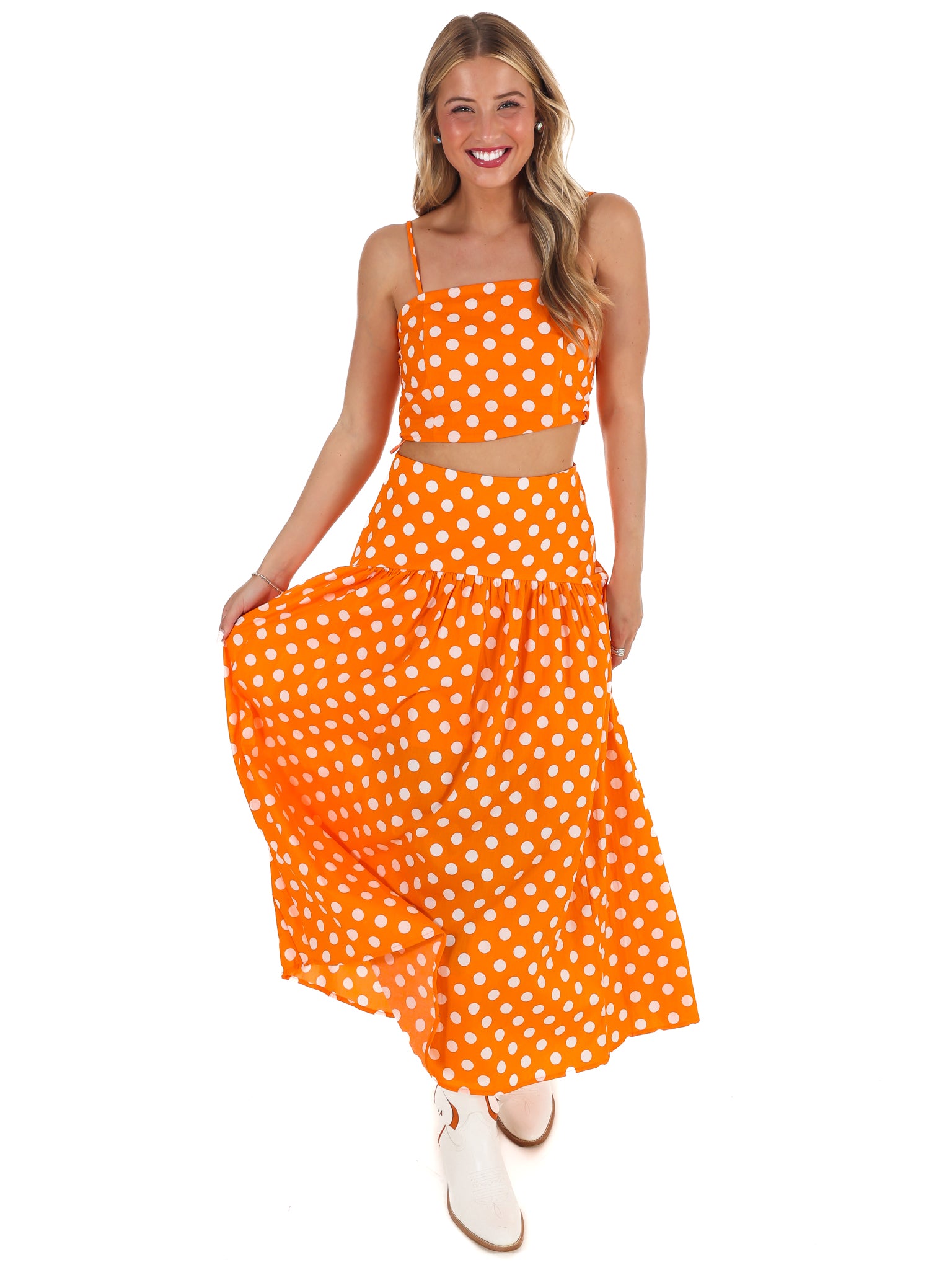 Spotted in the Crowd Polka Dot Maxi Skirt Set