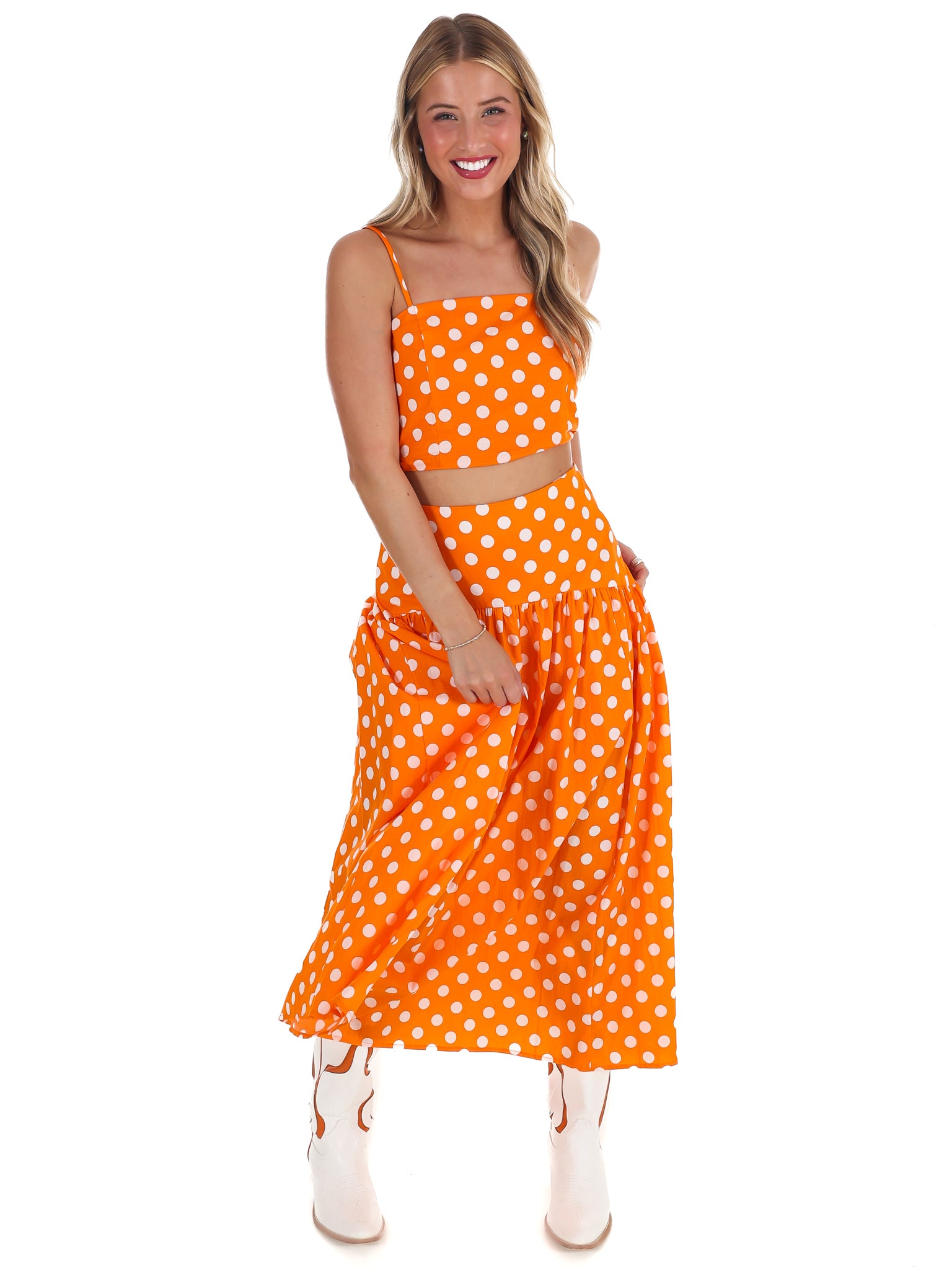 Spotted in the Crowd Polka Dot Maxi Skirt Set