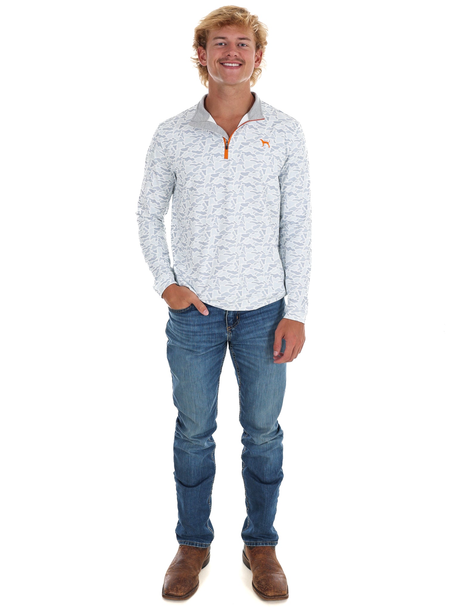 Men's Grey Camo 1/4 Zip Pullover