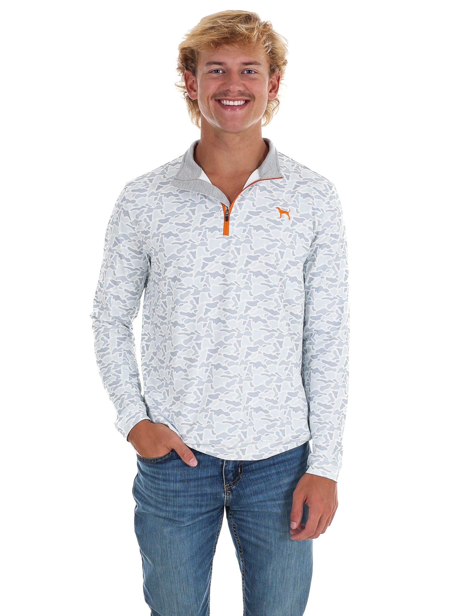 Men's Grey Camo 1/4 Zip Pullover