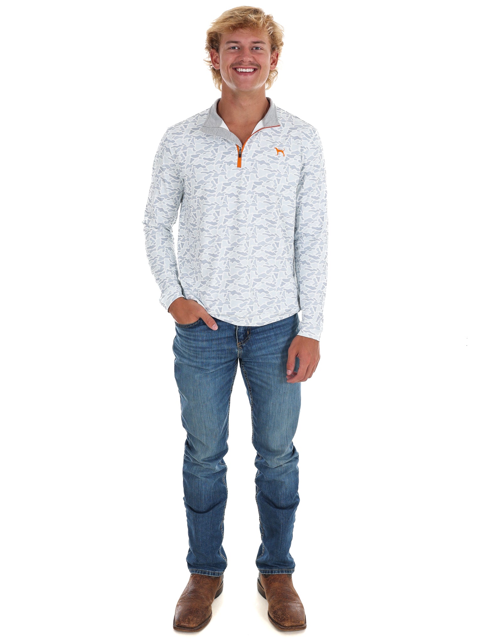 Men's Grey Camo 1/4 Zip Pullover