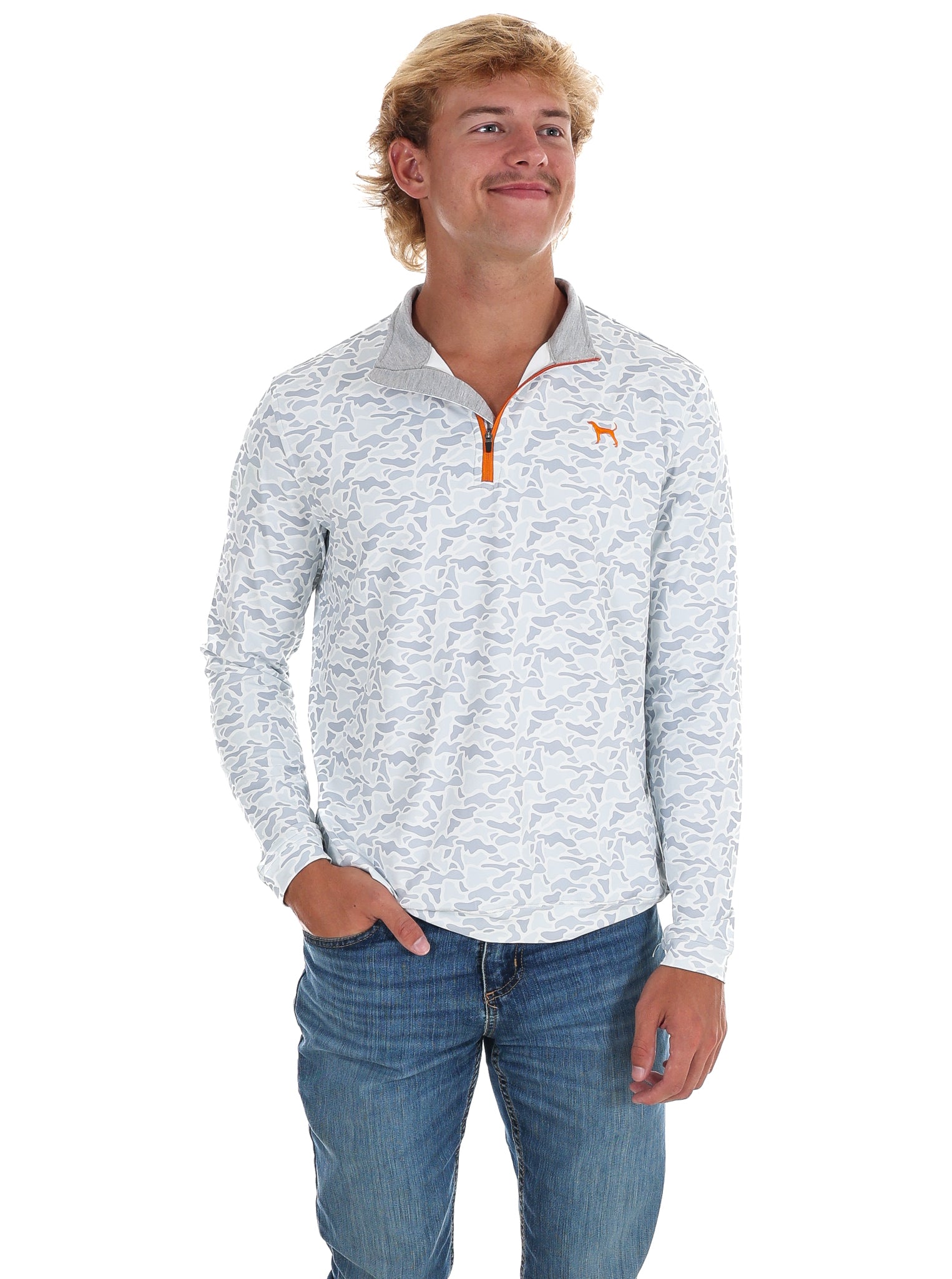 Men's Grey Camo 1/4 Zip Pullover