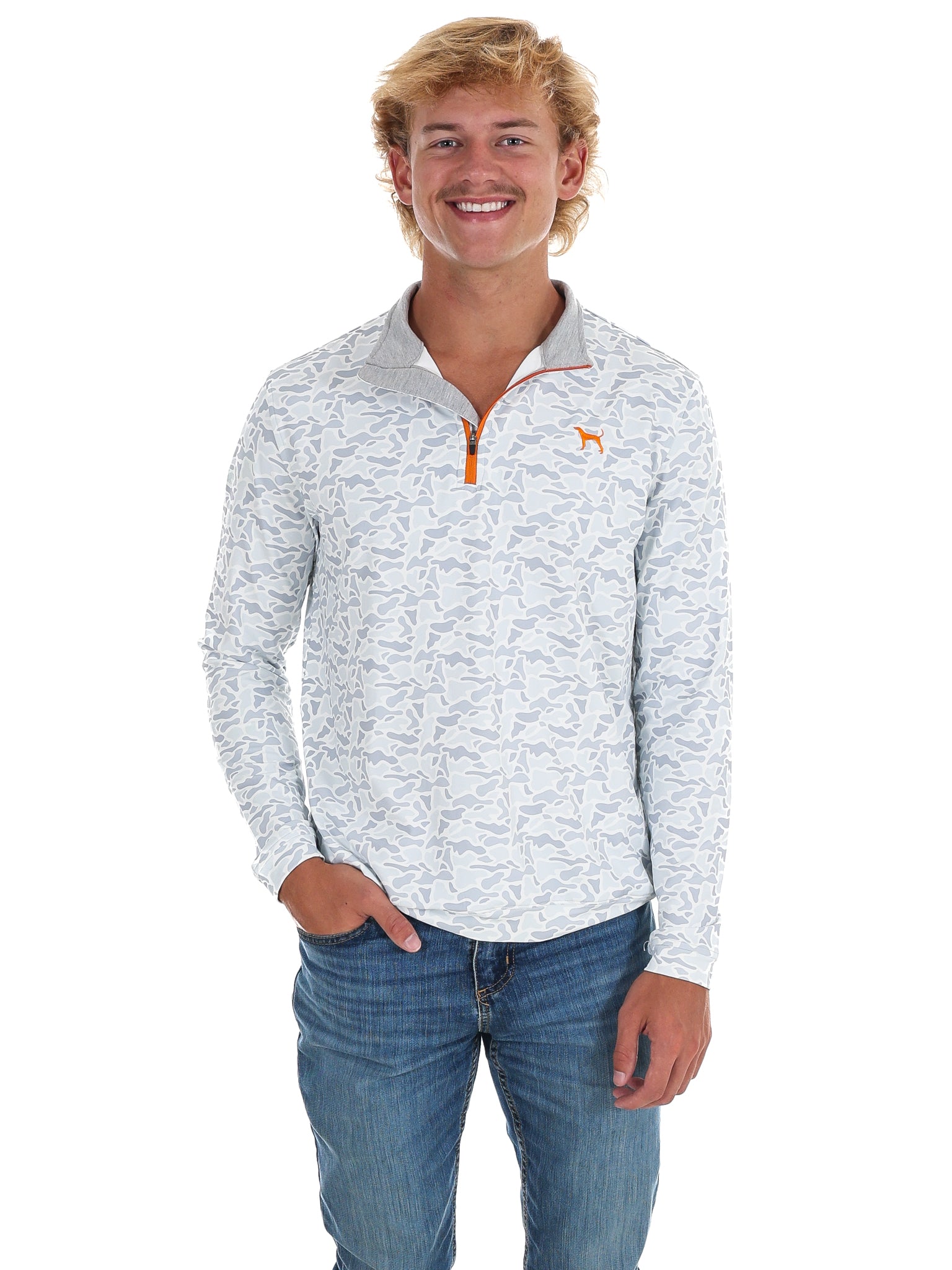 Men's Grey Camo 1/4 Zip Pullover
