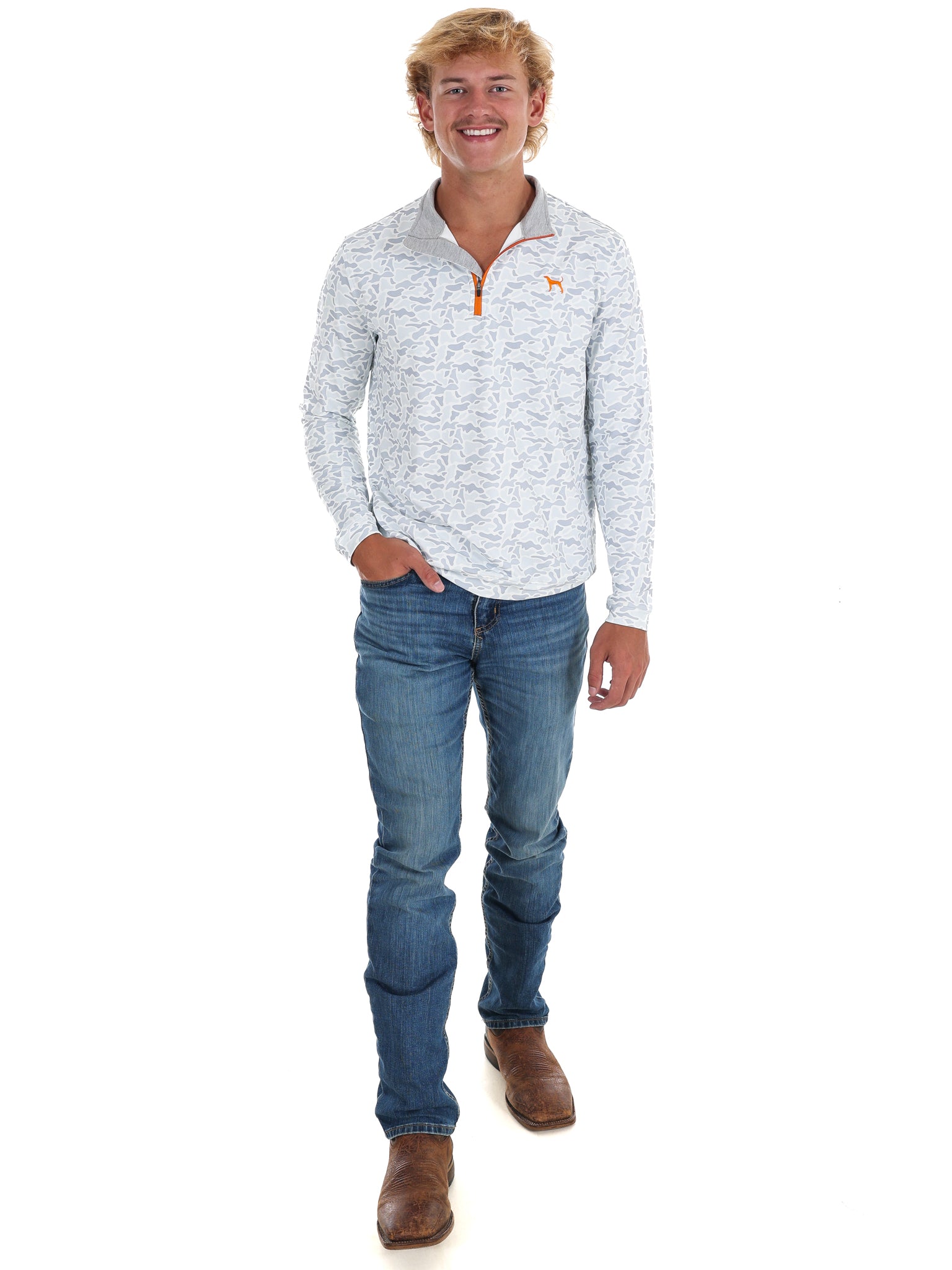 Men's Grey Camo 1/4 Zip Pullover