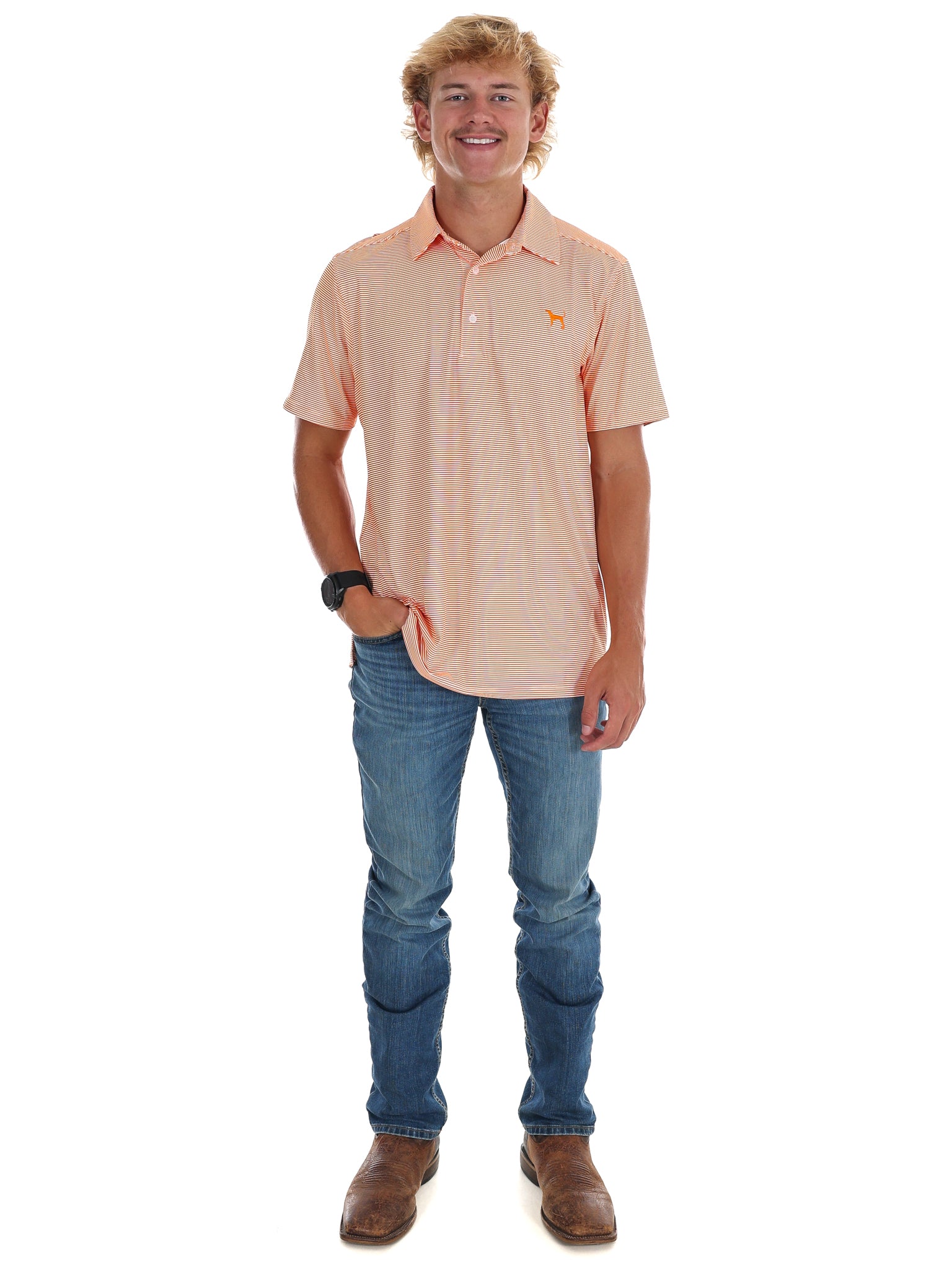 Men's Stripe Hound Dog Polo