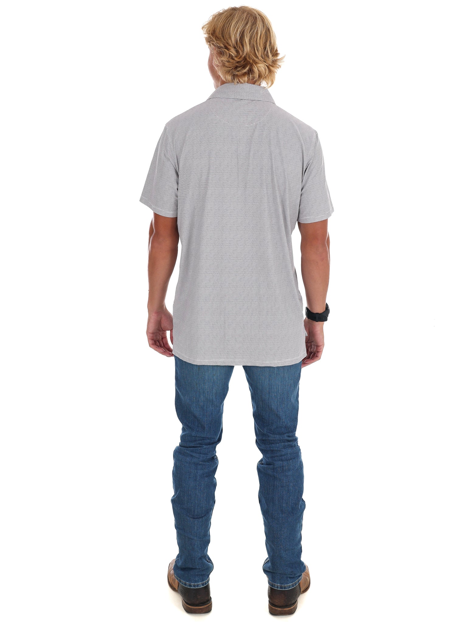 Men's Grey Stripe Polo