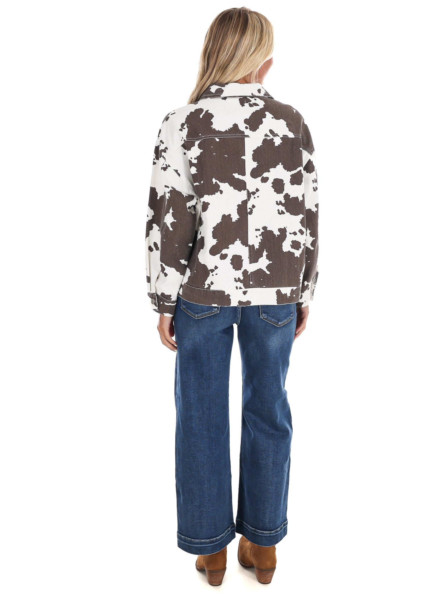 A Cowgirl's Favorite Cow Print Denim Jacket