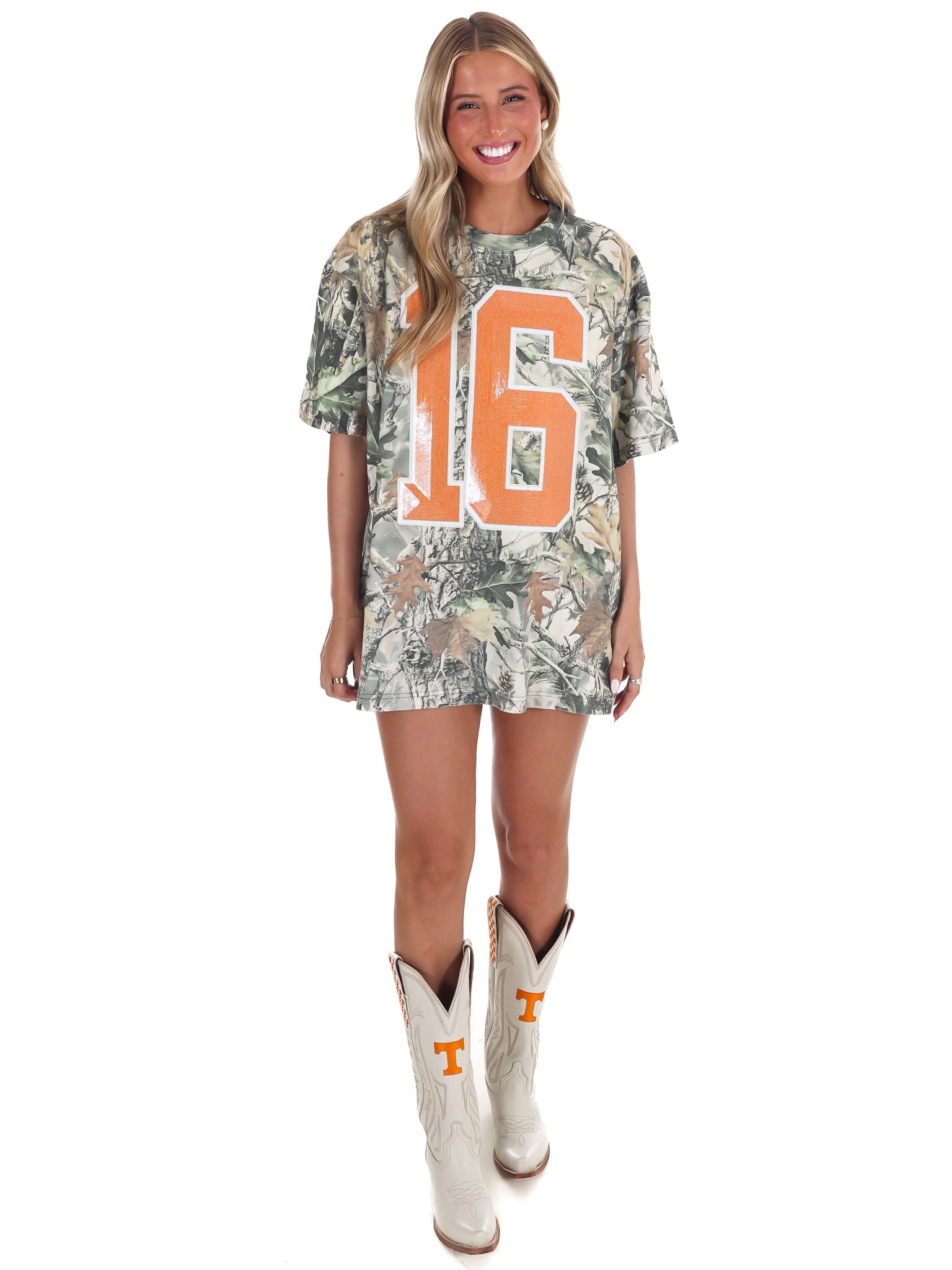Sequin 16 Camo Oversized Tee