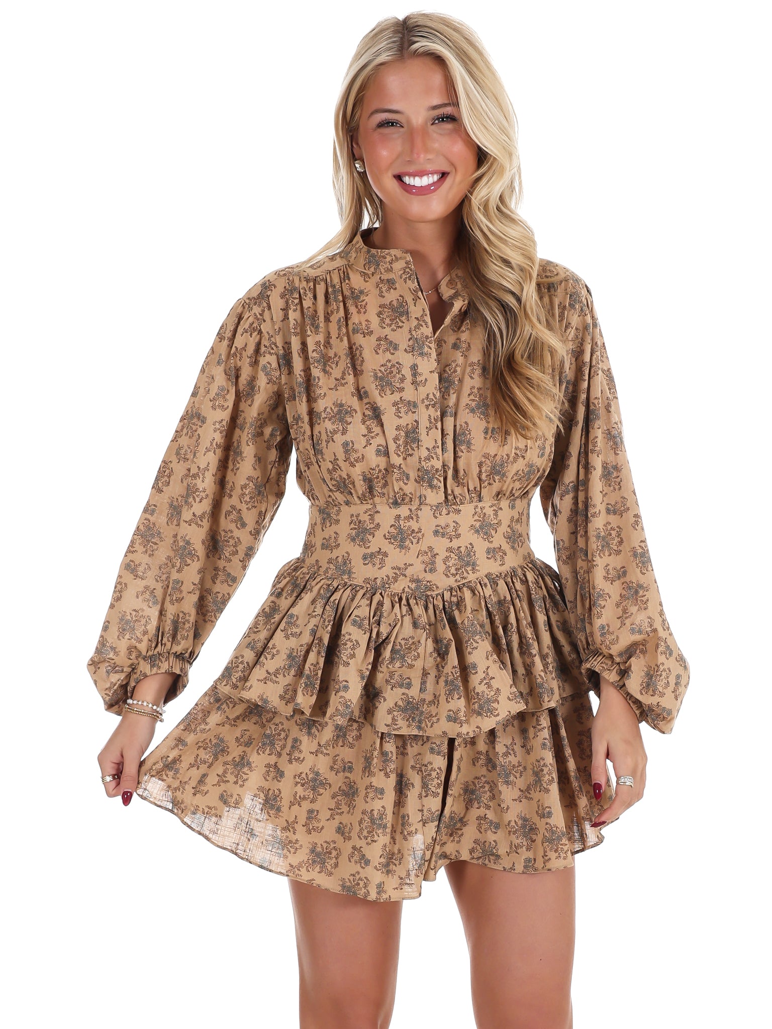 Floral Flutter Tiered Boho Mini Dress