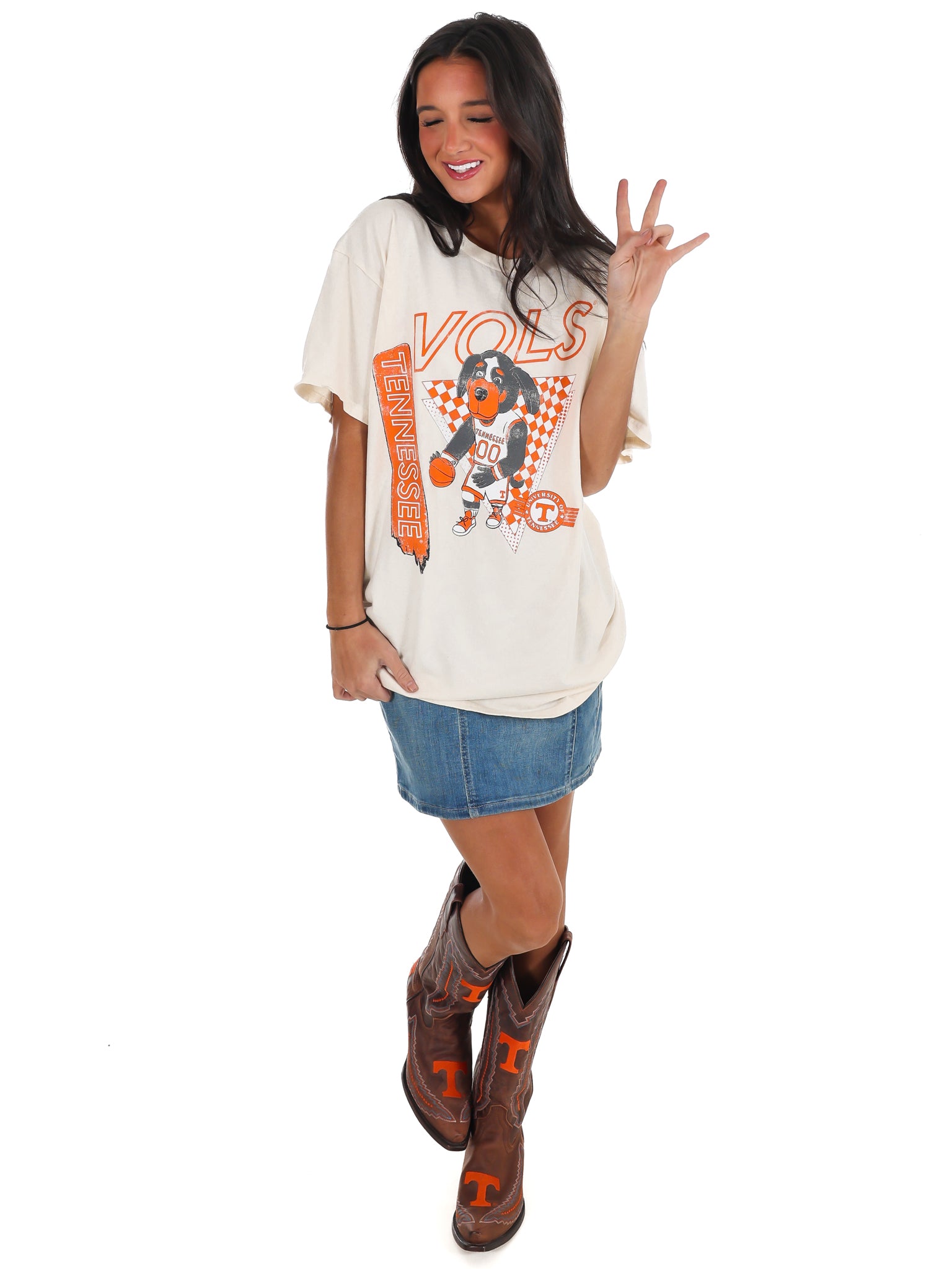 Tennessee Vols Courtside Basketball Thrifted Tee