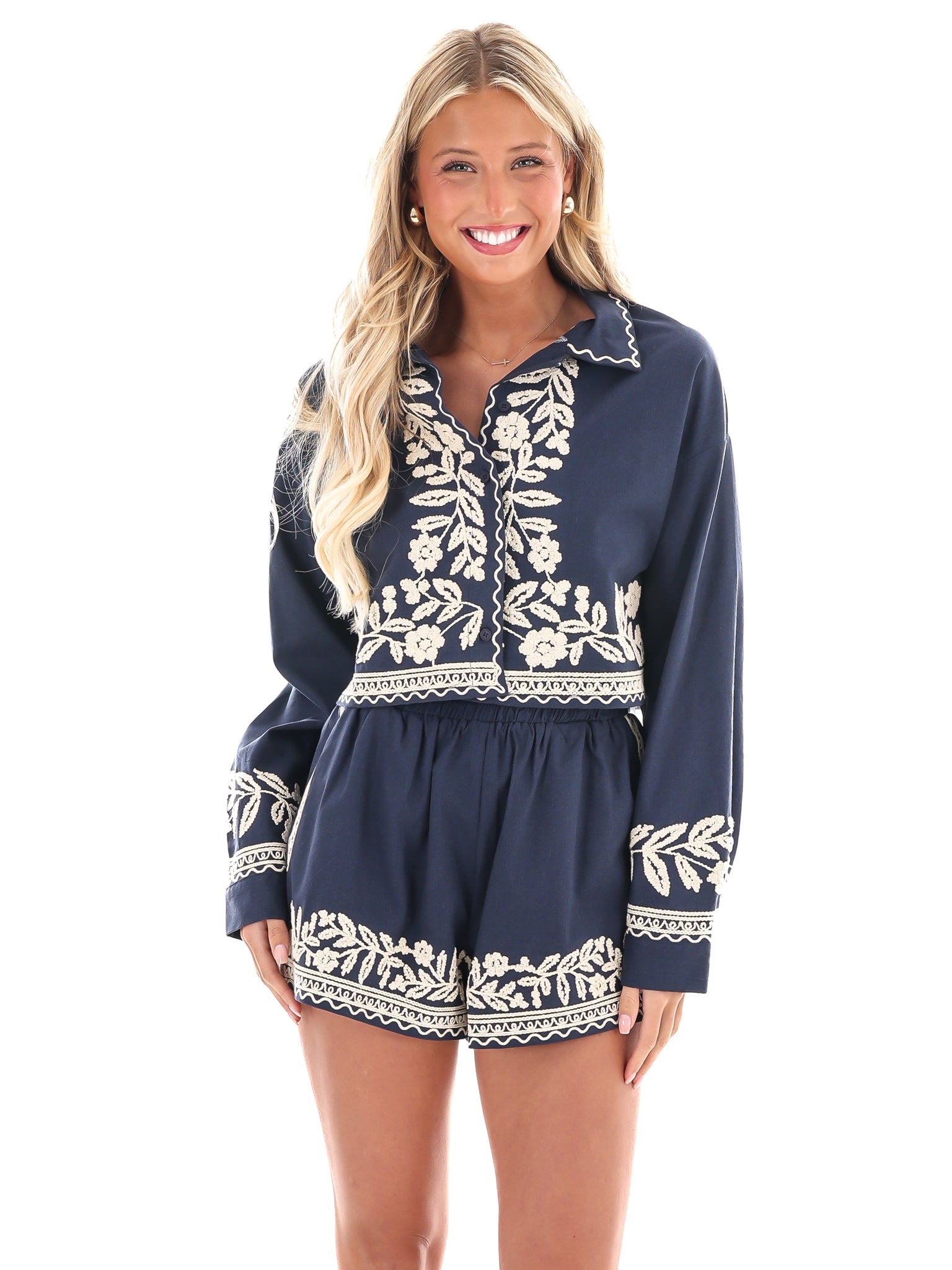 Go Your Own Way Embroidered Two Piece Set