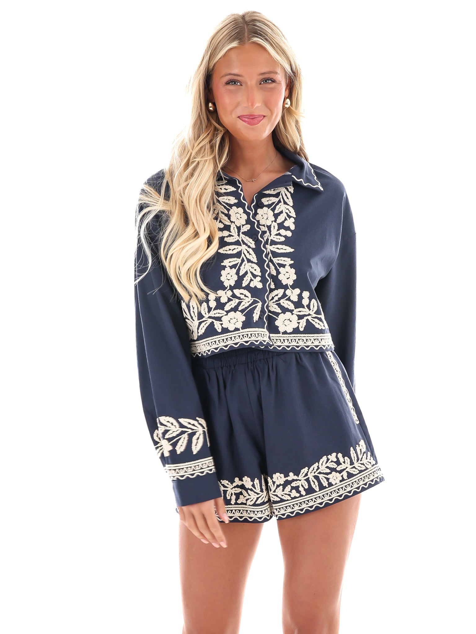 Go Your Own Way Embroidered Two Piece Set