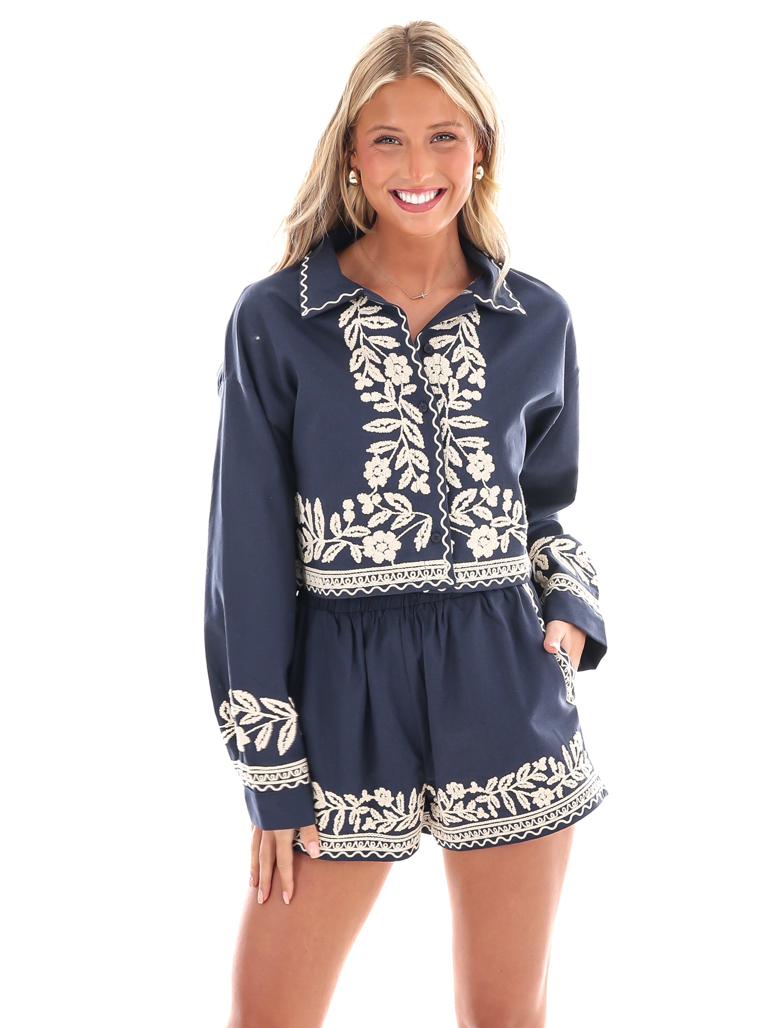 Go Your Own Way Embroidered Two Piece Set