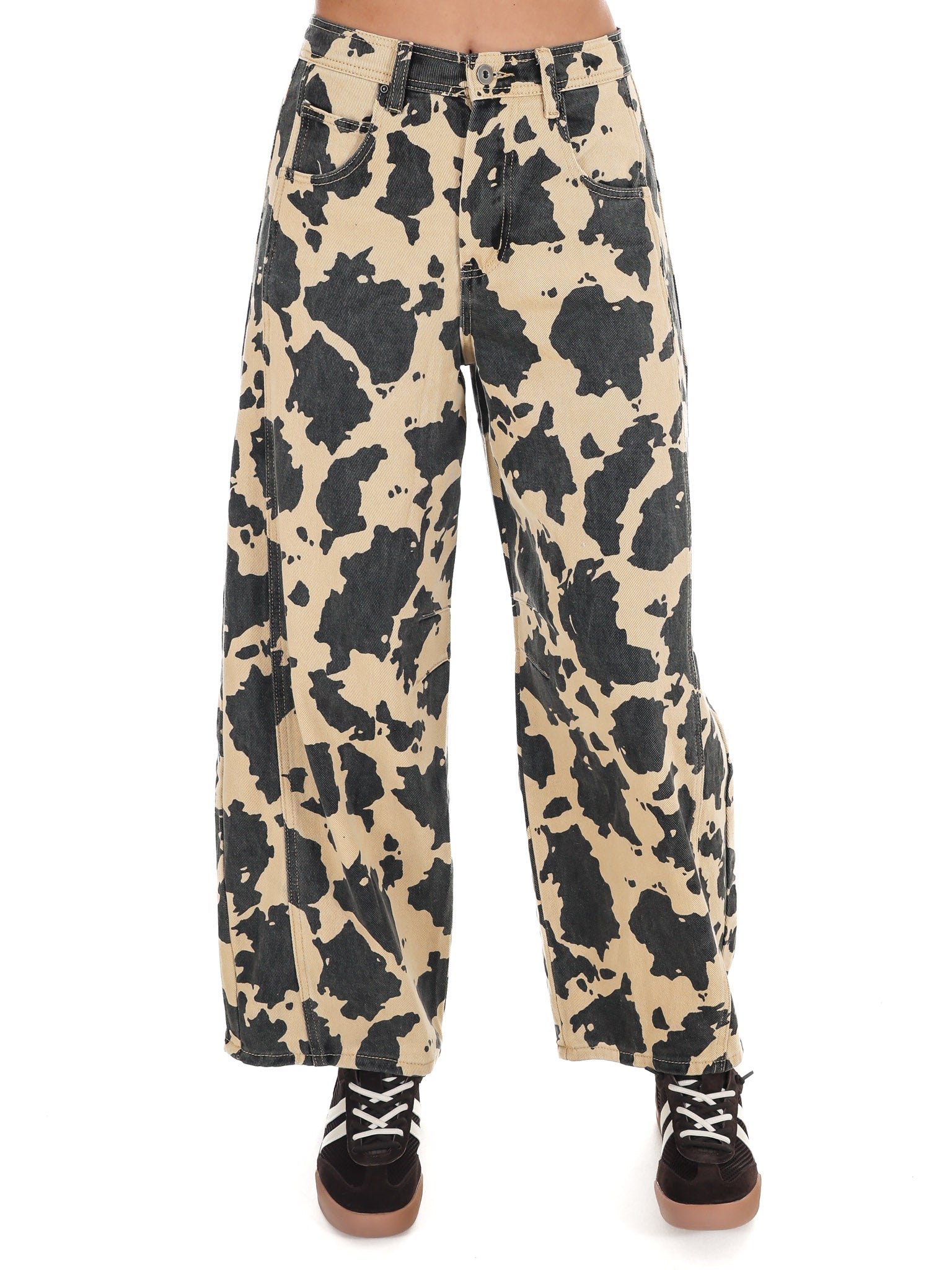 Cow Print Barrel Pants