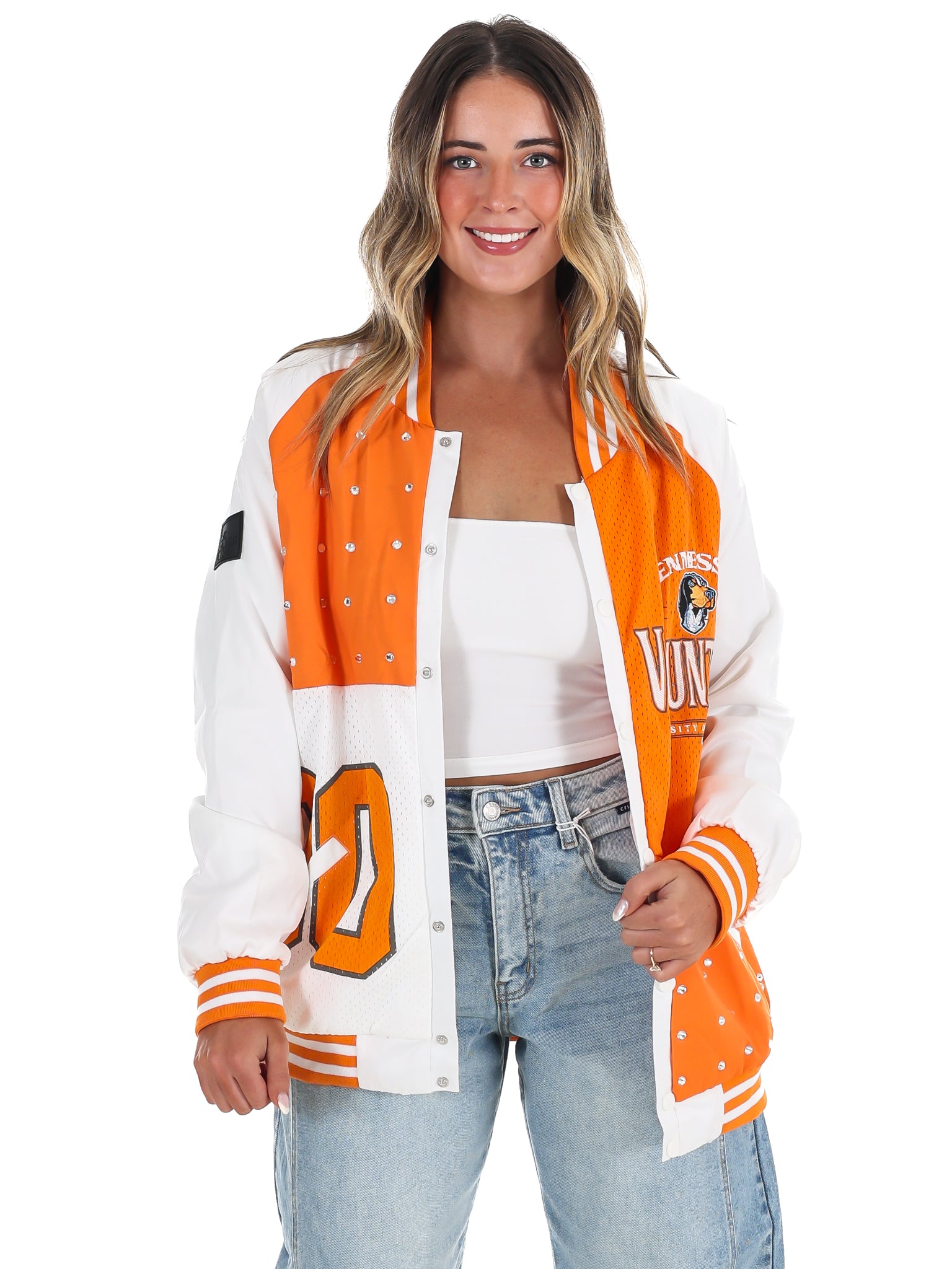 Tennessee Volunteers Mixed Media Throwback Varsity Bomber Jacket