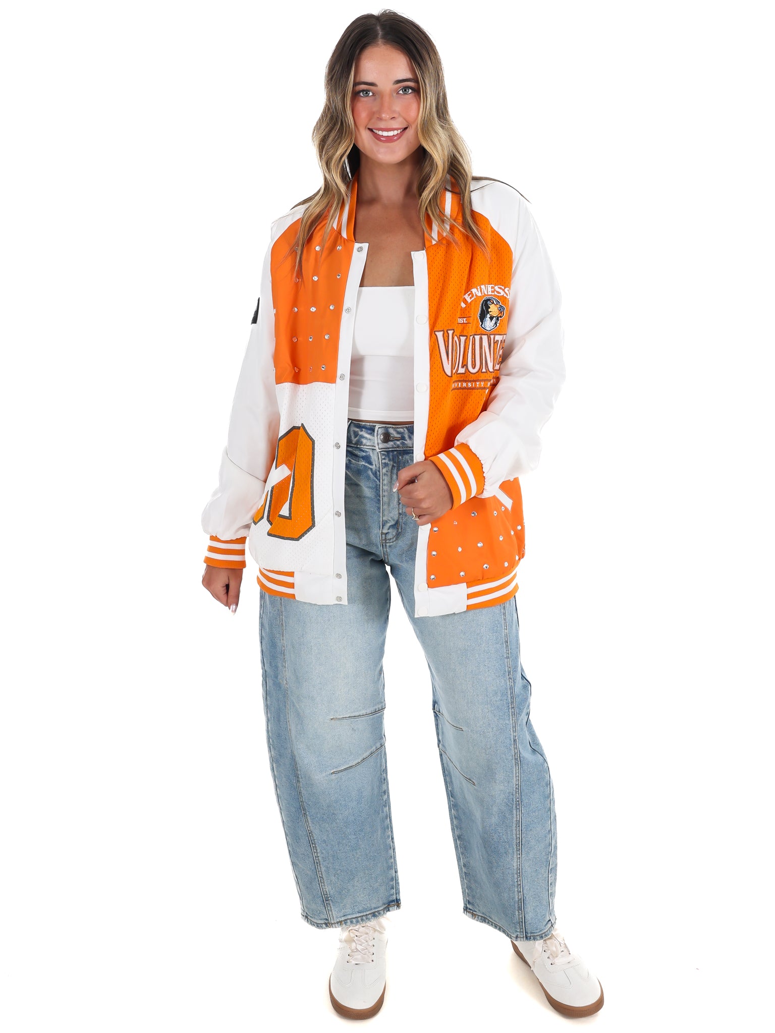 Tennessee Volunteers Mixed Media Throwback Varsity Bomber Jacket