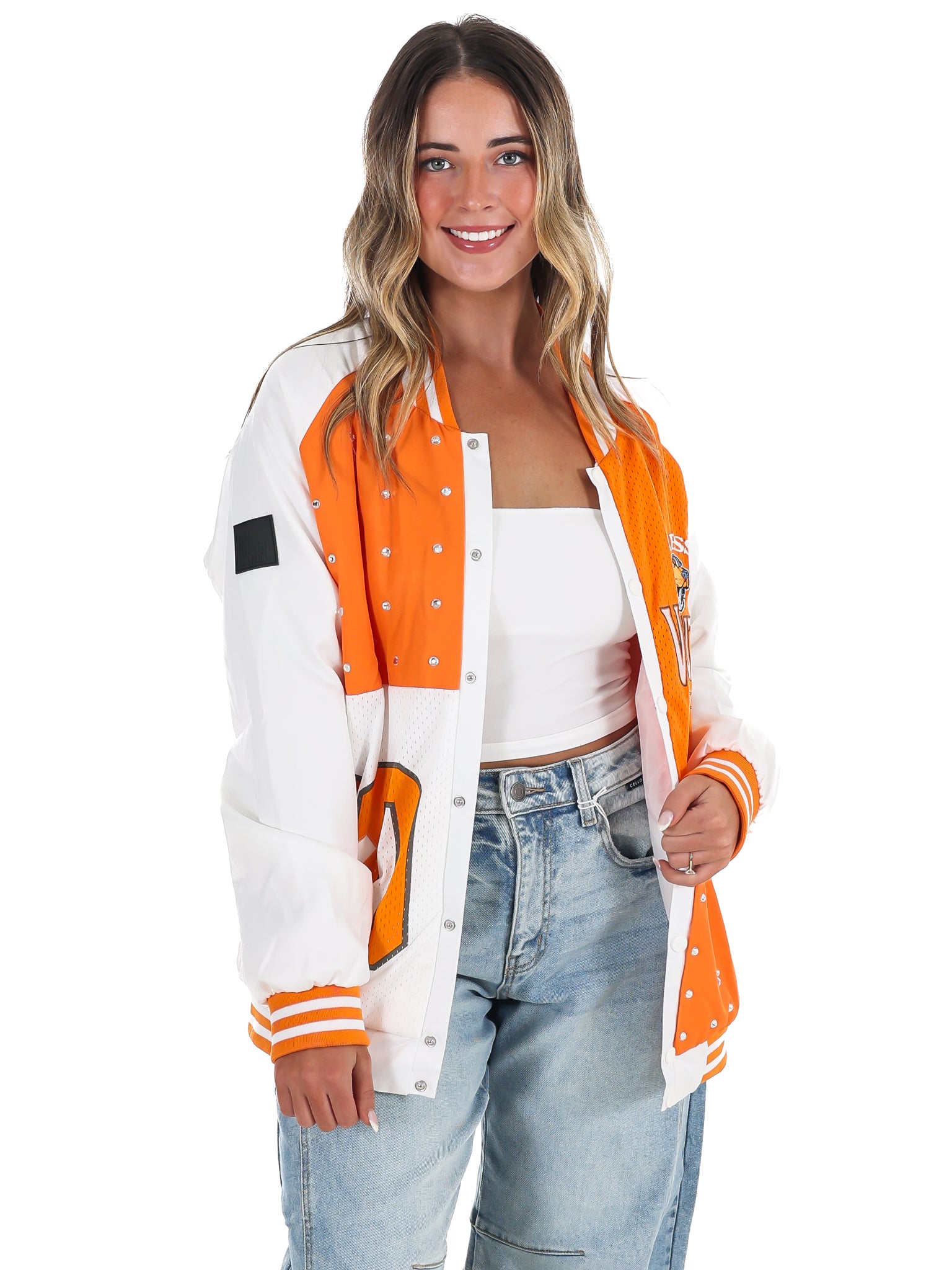 Tennessee Volunteers Mixed Media Throwback Varsity Bomber Jacket