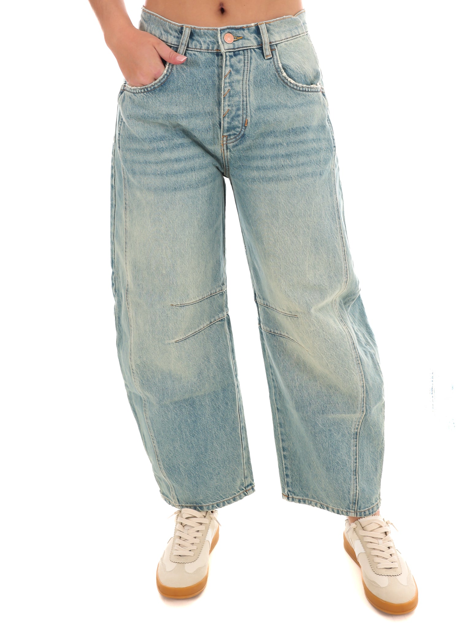 Free People Good Luck Mid Rise Barrel Jeans