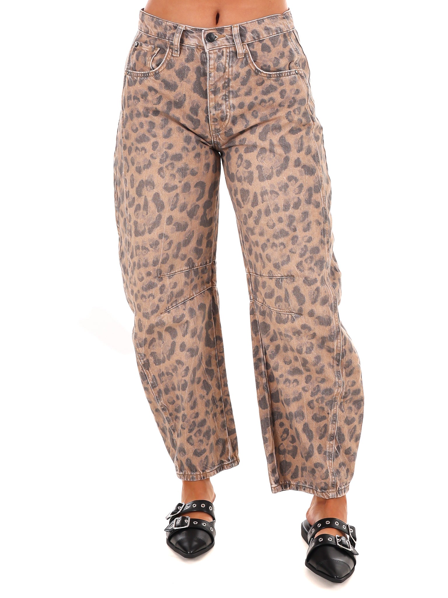 Free People Good Luck Printed Barrel Jeans