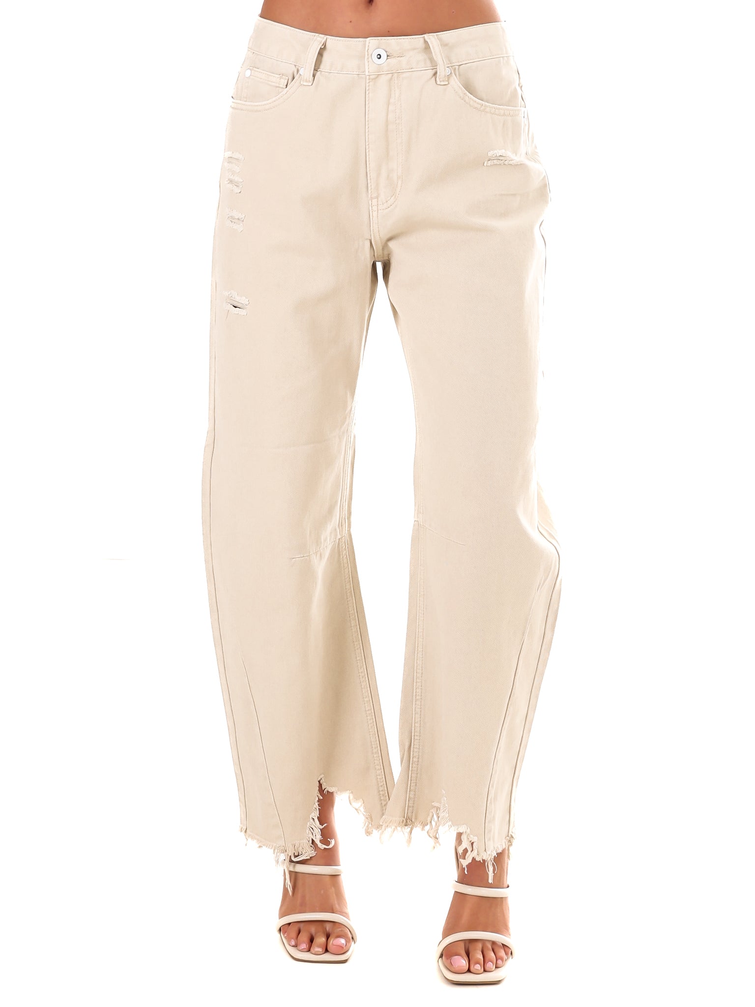 High Rise Distressed Slouchy Barrel Jeans