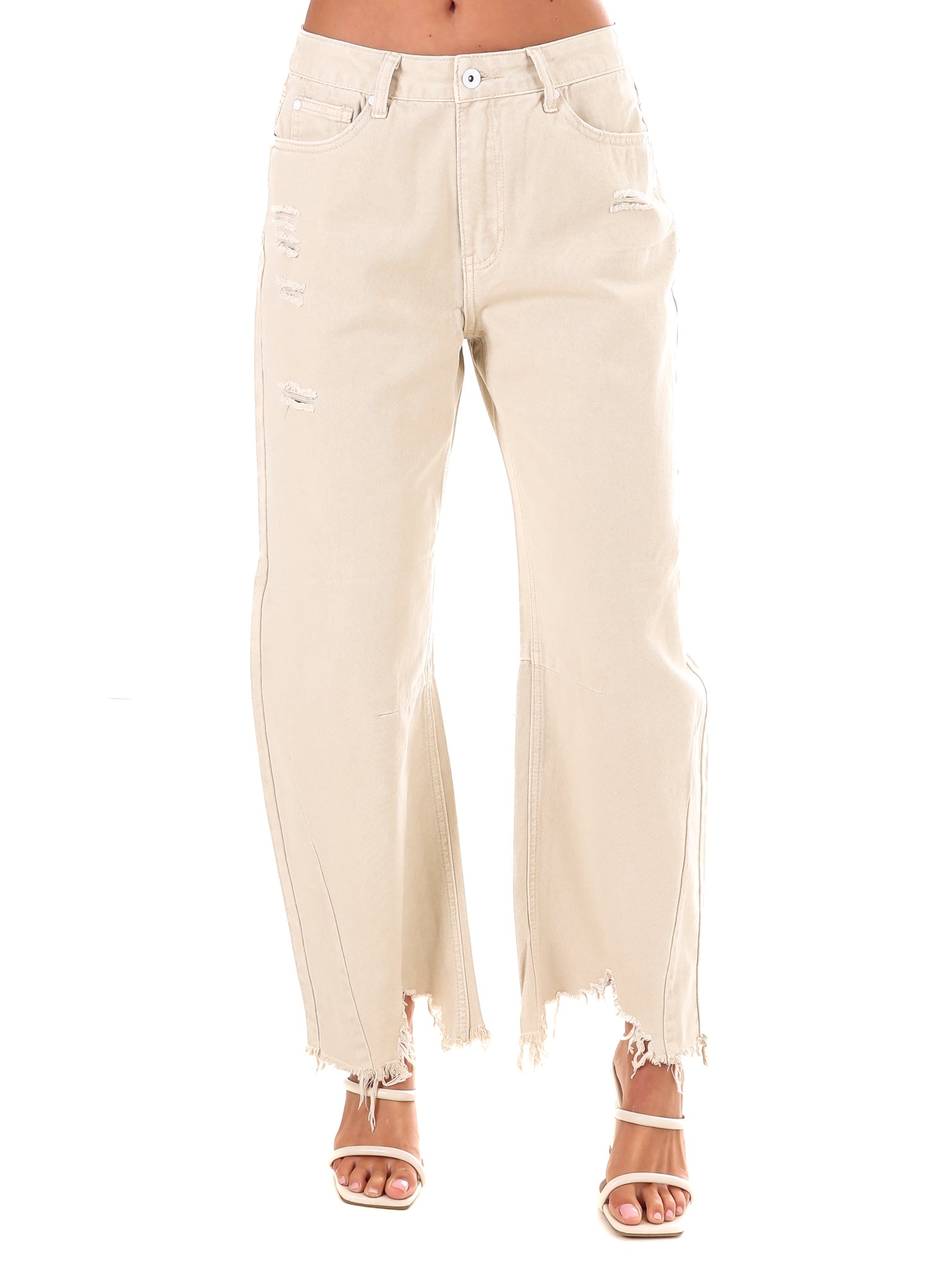 High Rise Distressed Slouchy Barrel Jeans