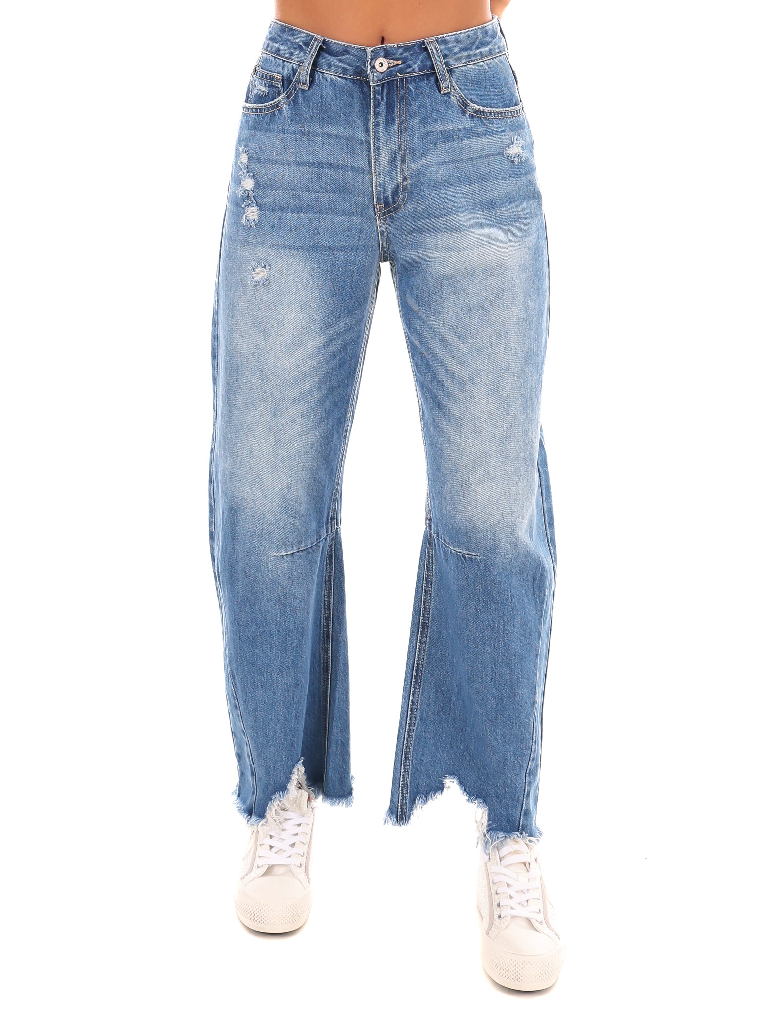 Urban Rebel High Rise Distressed Barrel Jeans