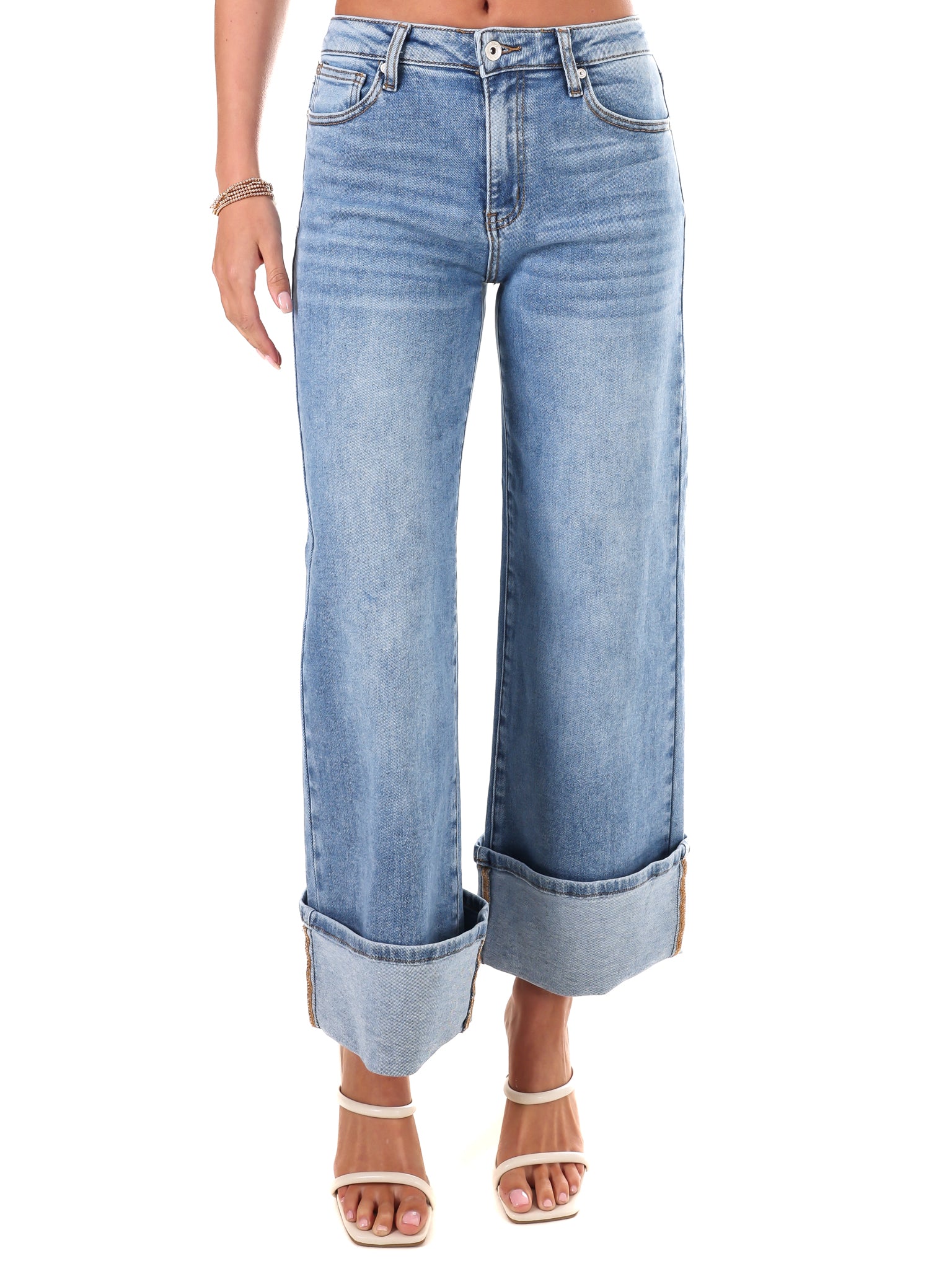 Born to Love Mid Rise Wide Leg Jeans