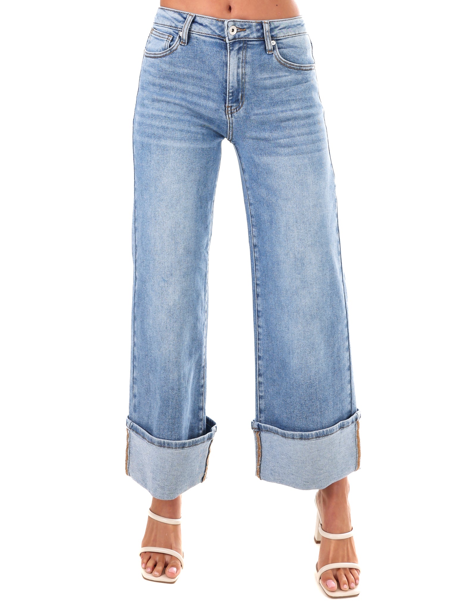Born to Love Mid Rise Wide Leg Jeans