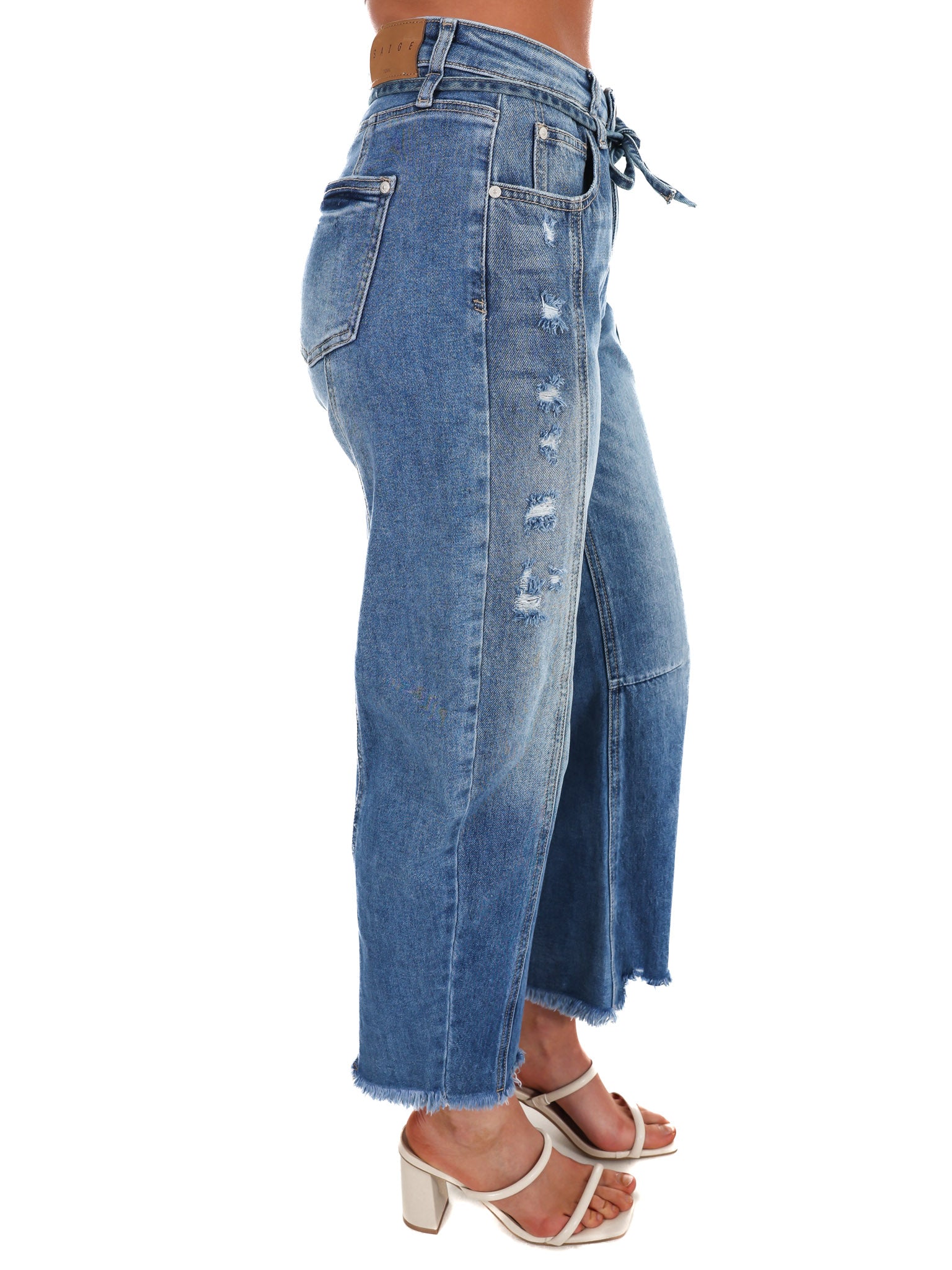 Starting the Day High Rise Tie Barrel Jeans