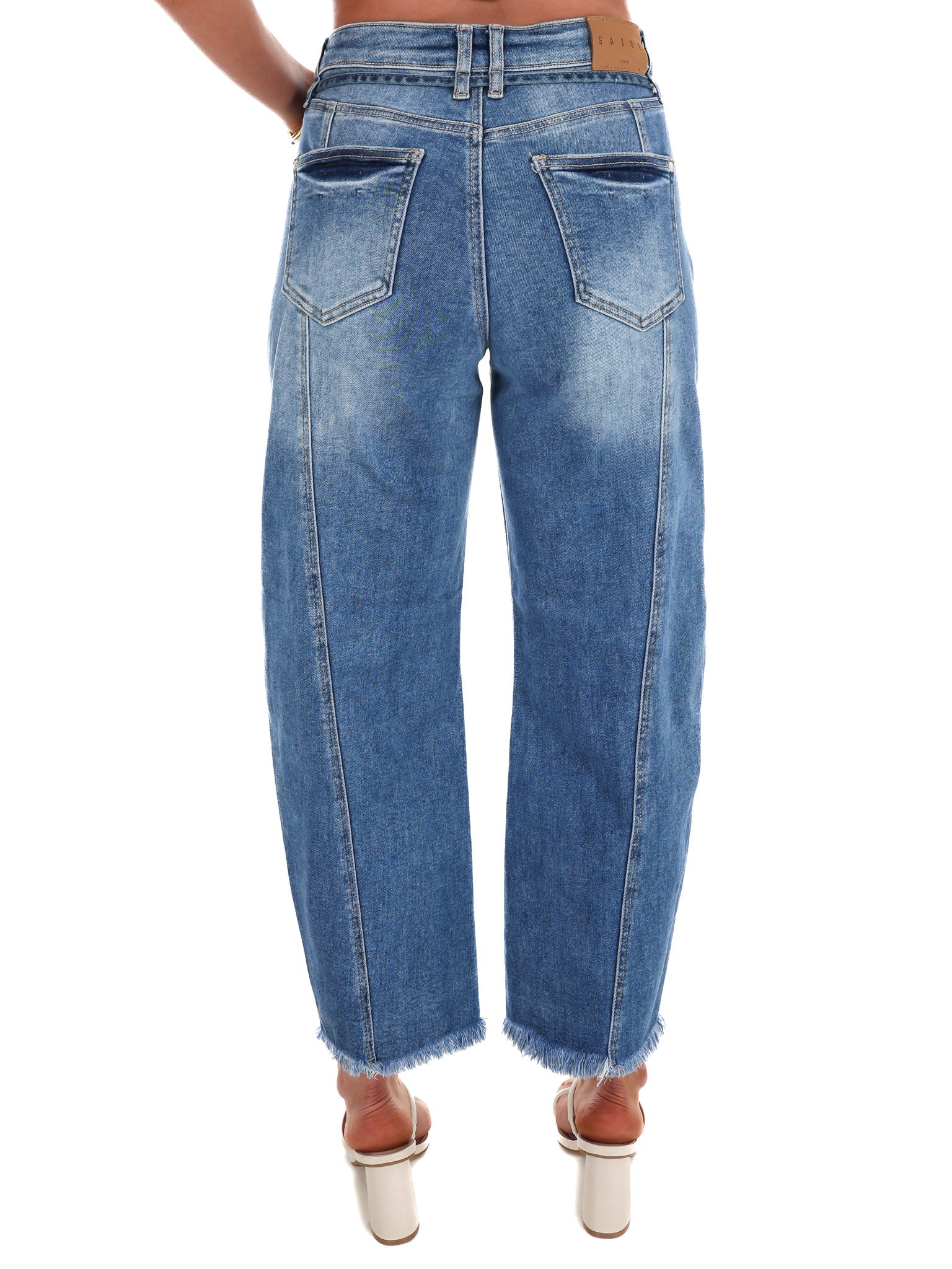 Starting the Day High Rise Tie Barrel Jeans