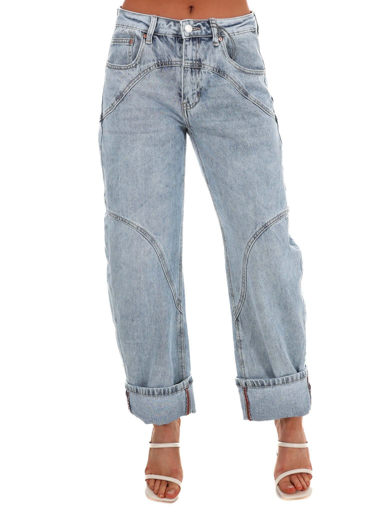Something Simple High Rise Barrel Wide Cuff Jeans