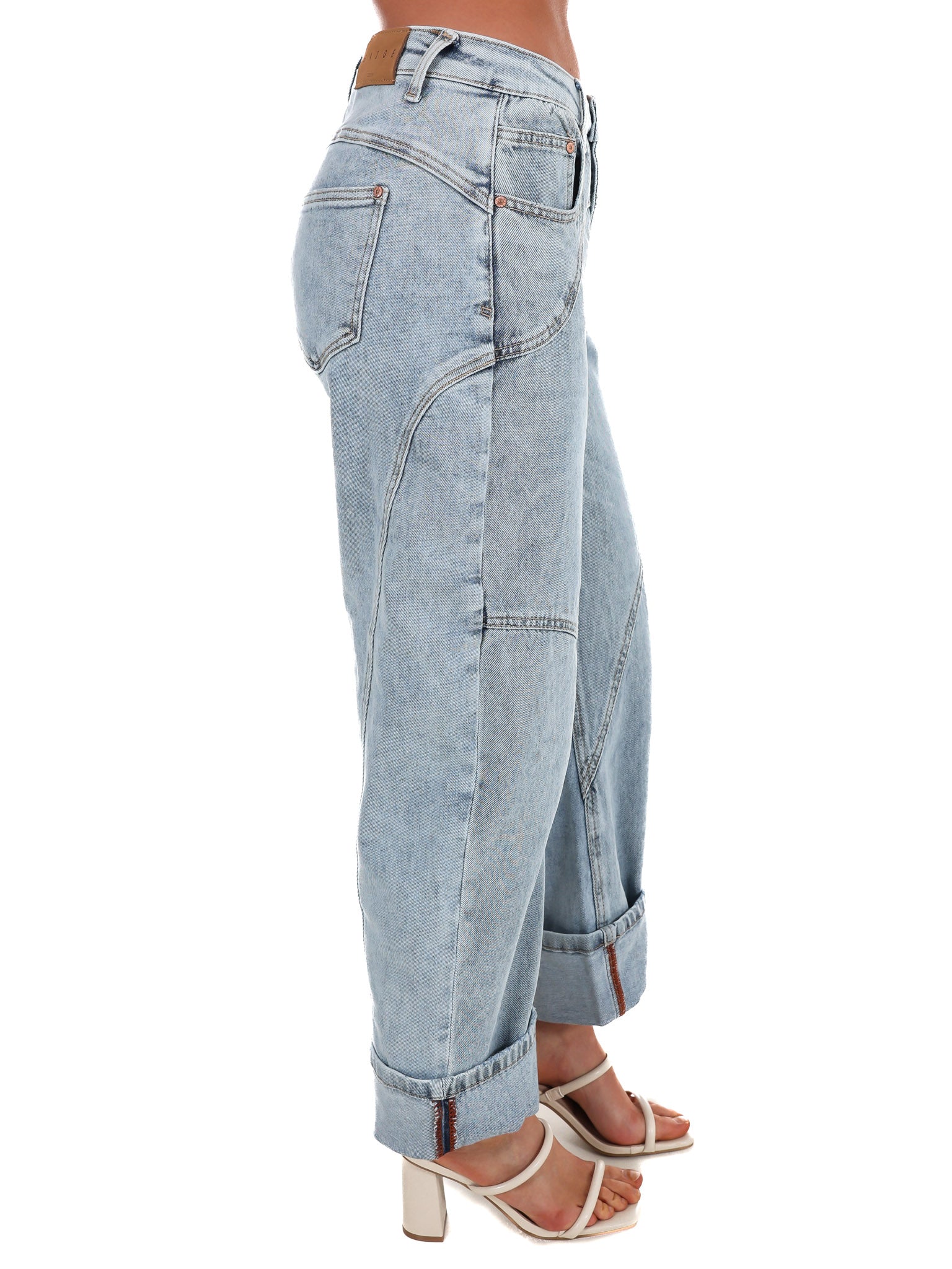 Something Simple High Rise Barrel Wide Cuff Jeans