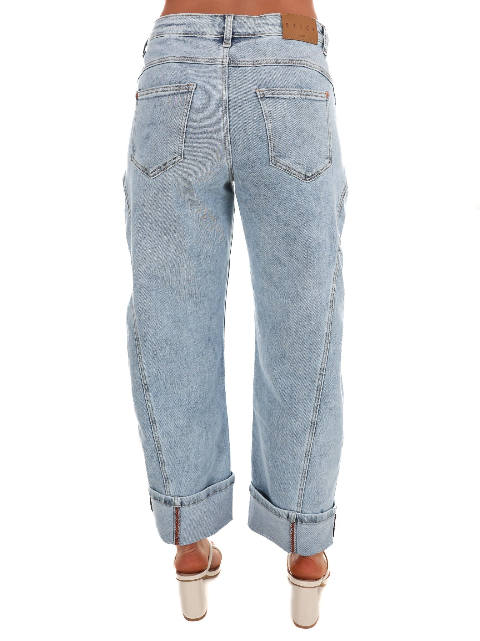 Something Simple High Rise Barrel Wide Cuff Jeans