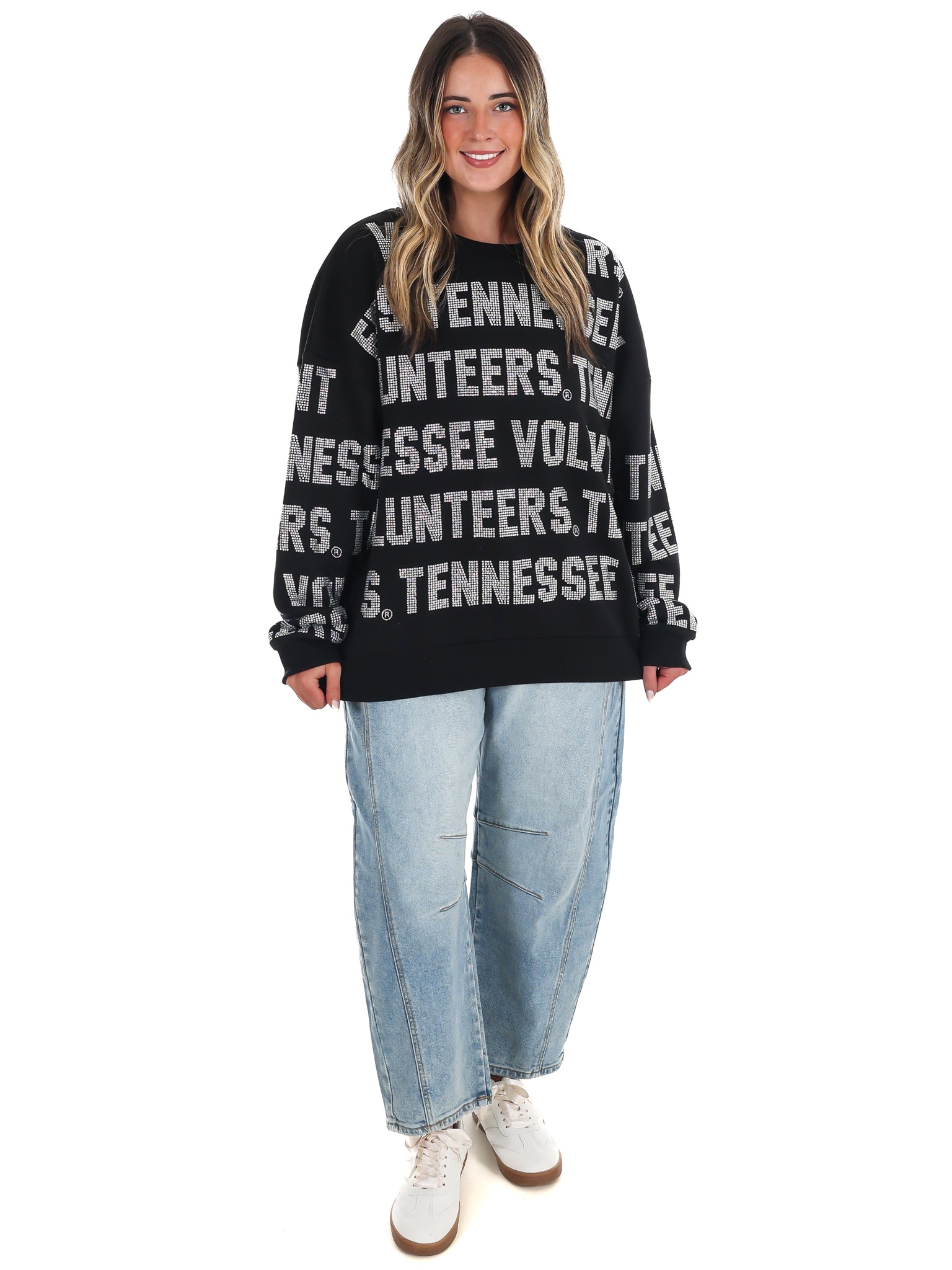 Tennessee Volunteers Rhinestone Drop Shoulder Crewneck Pullover