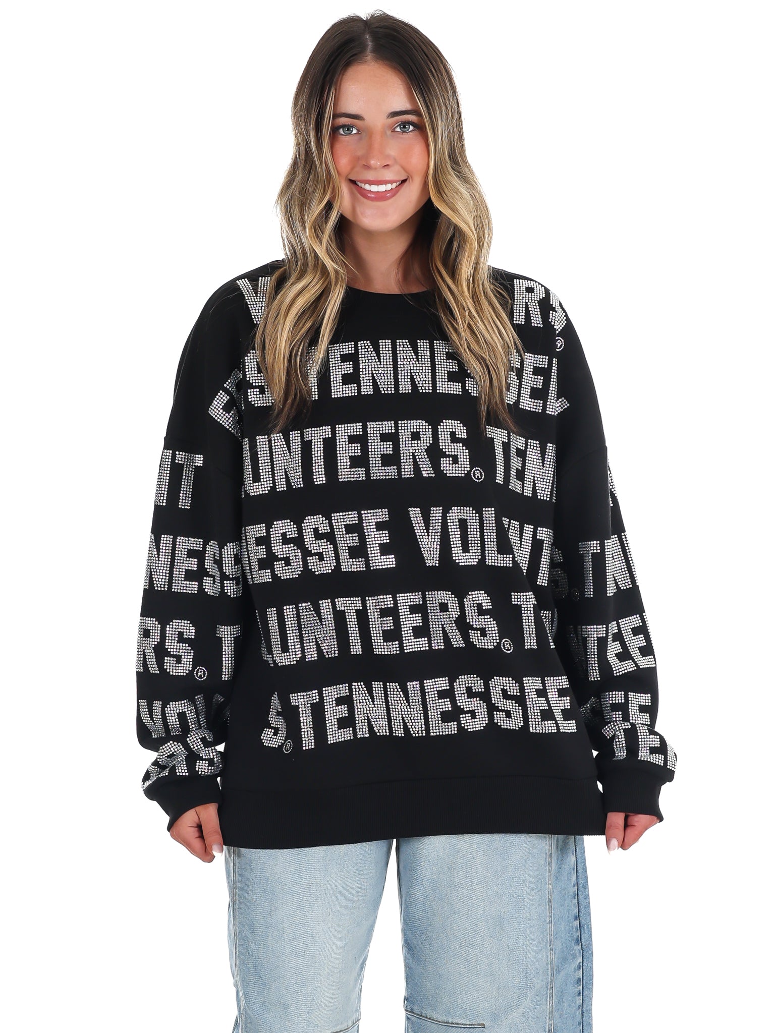 Tennessee Volunteers Rhinestone Drop Shoulder Crewneck Pullover