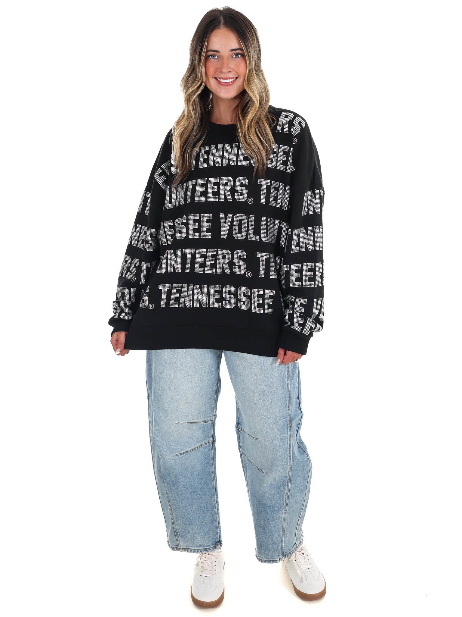 Tennessee Volunteers Rhinestone Drop Shoulder Crewneck Pullover