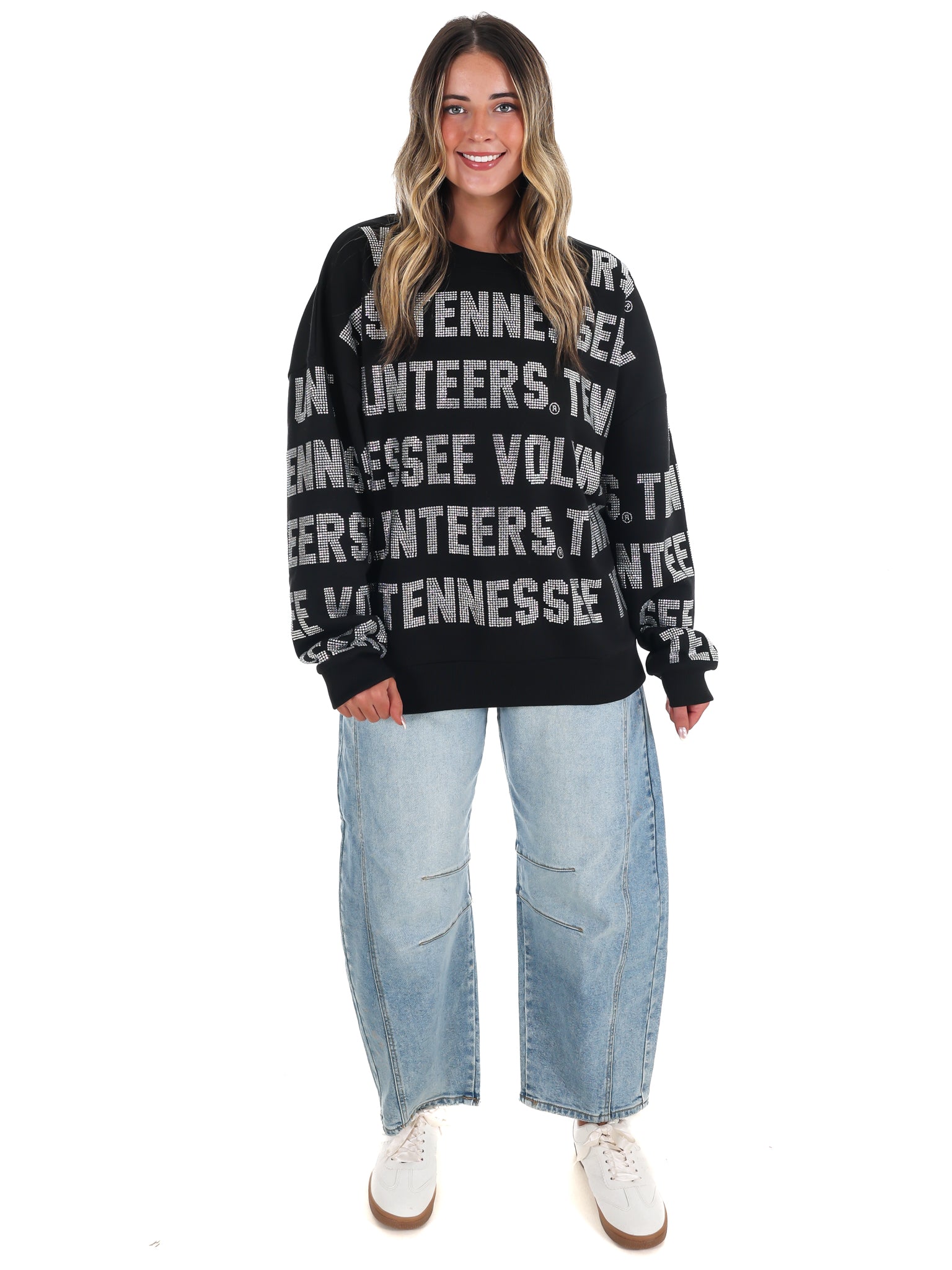 Tennessee Volunteers Rhinestone Drop Shoulder Crewneck Pullover
