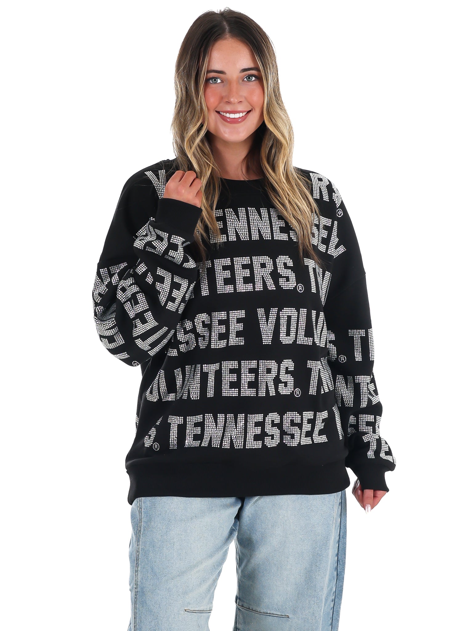 Tennessee Volunteers Rhinestone Drop Shoulder Crewneck Pullover